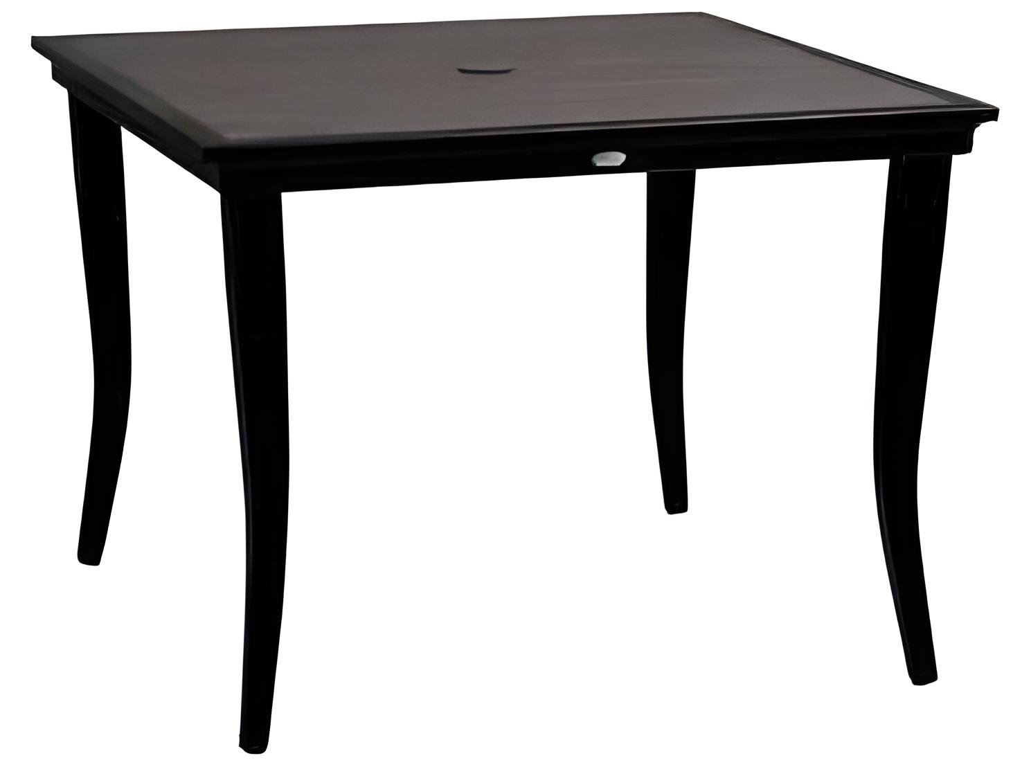 Ratana Copacabana Silver Brown Top & Black Base Aluminum Square Umbrella Hole Dining Table
