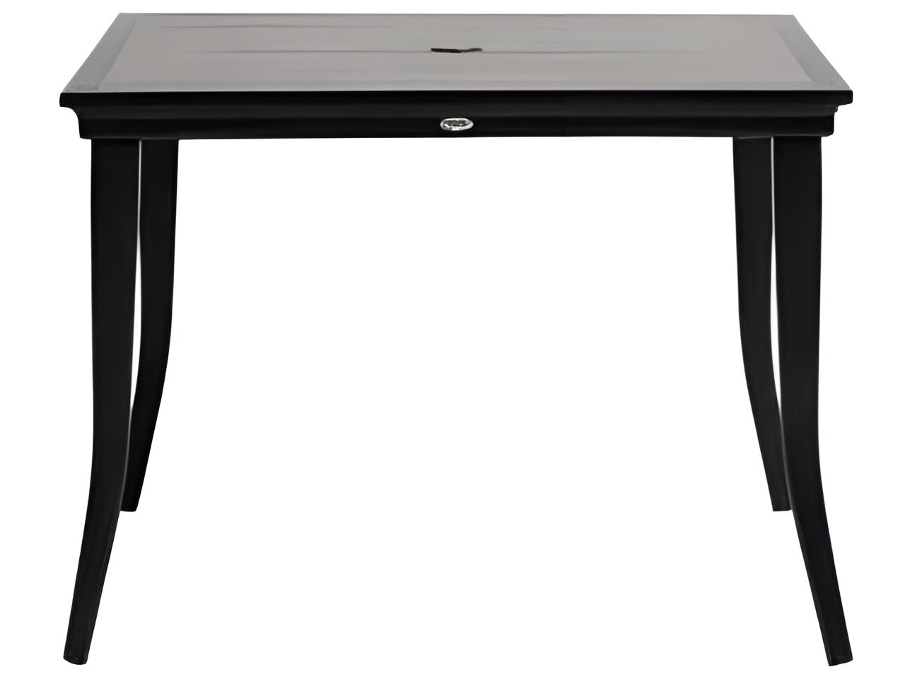 Ratana Copacabana Silver Brown Top & Black Base Aluminum Square Umbrella Hole Dining Table