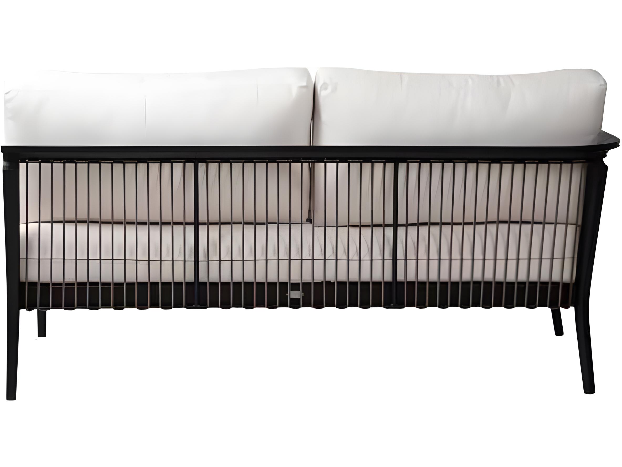 Ratana Copacabana Silver Black Aluminum Cushion Loveseat