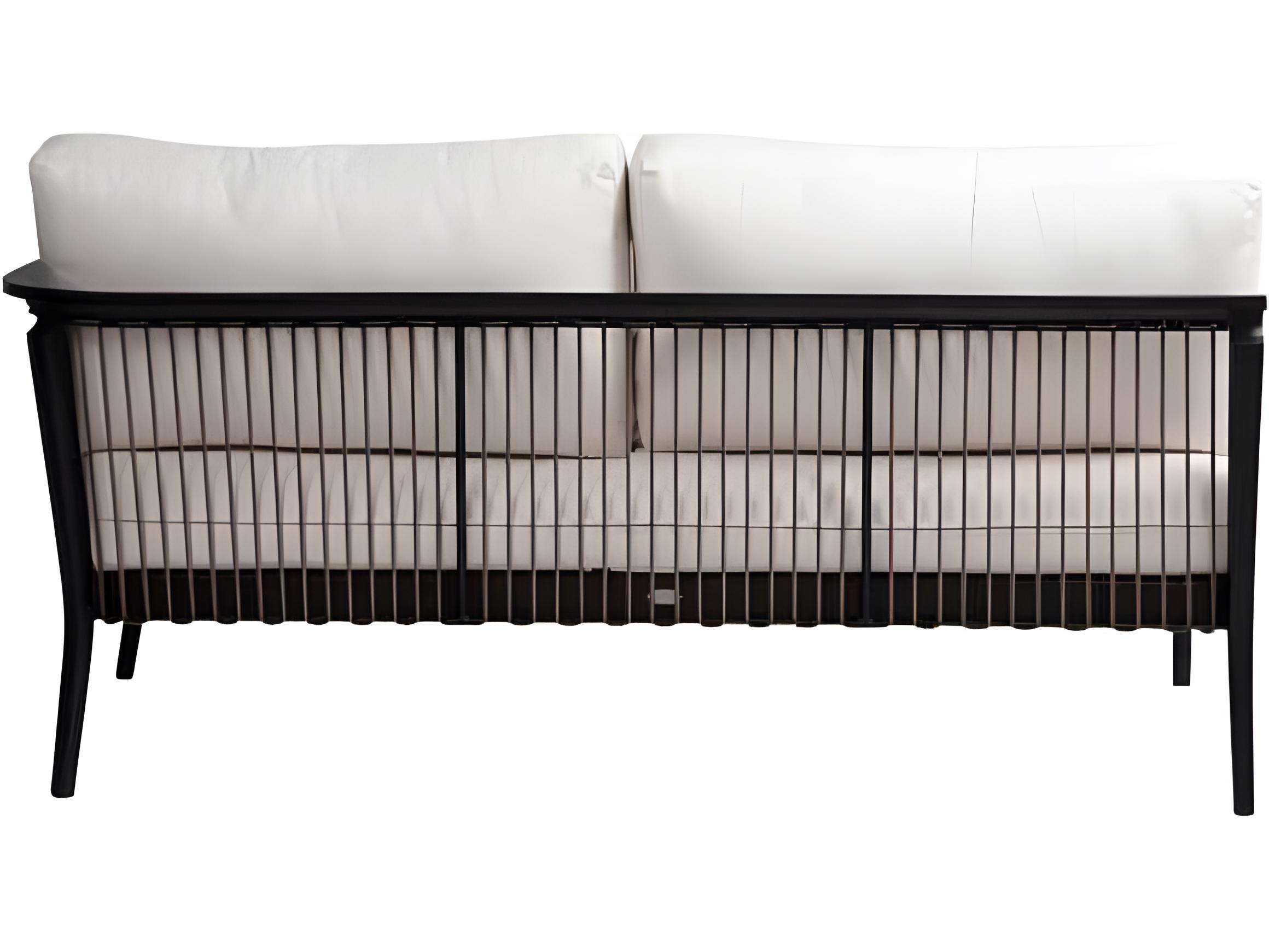 Ratana Copacabana Silver Black Aluminum Cushion Loveseat