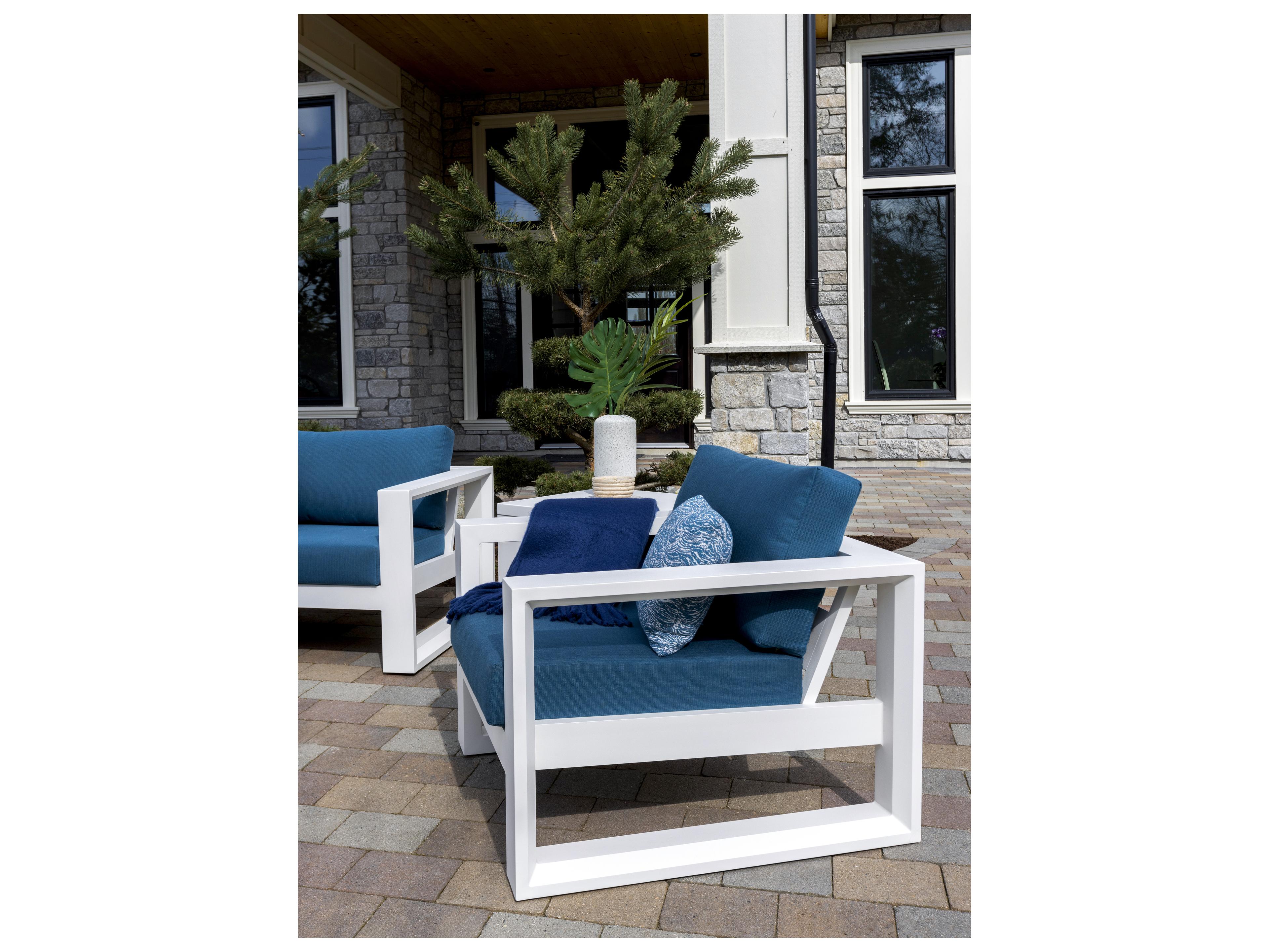 Ratana Elements Silver Talc White Aluminum Cushion Lounge Chair