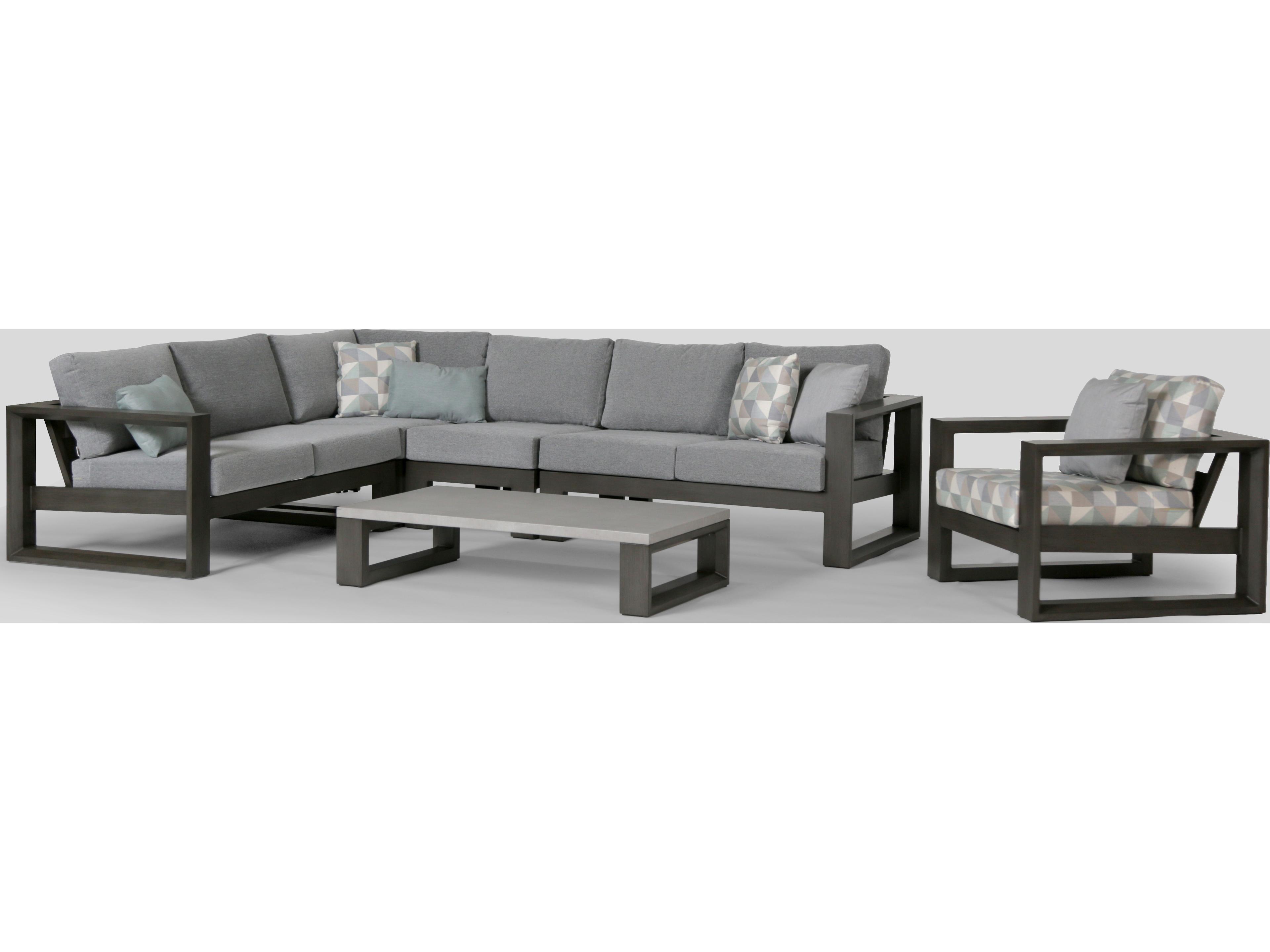 Ratana Elements Silver Ash Grey Base & Cement Top Aluminum Rectangular Coffee Table