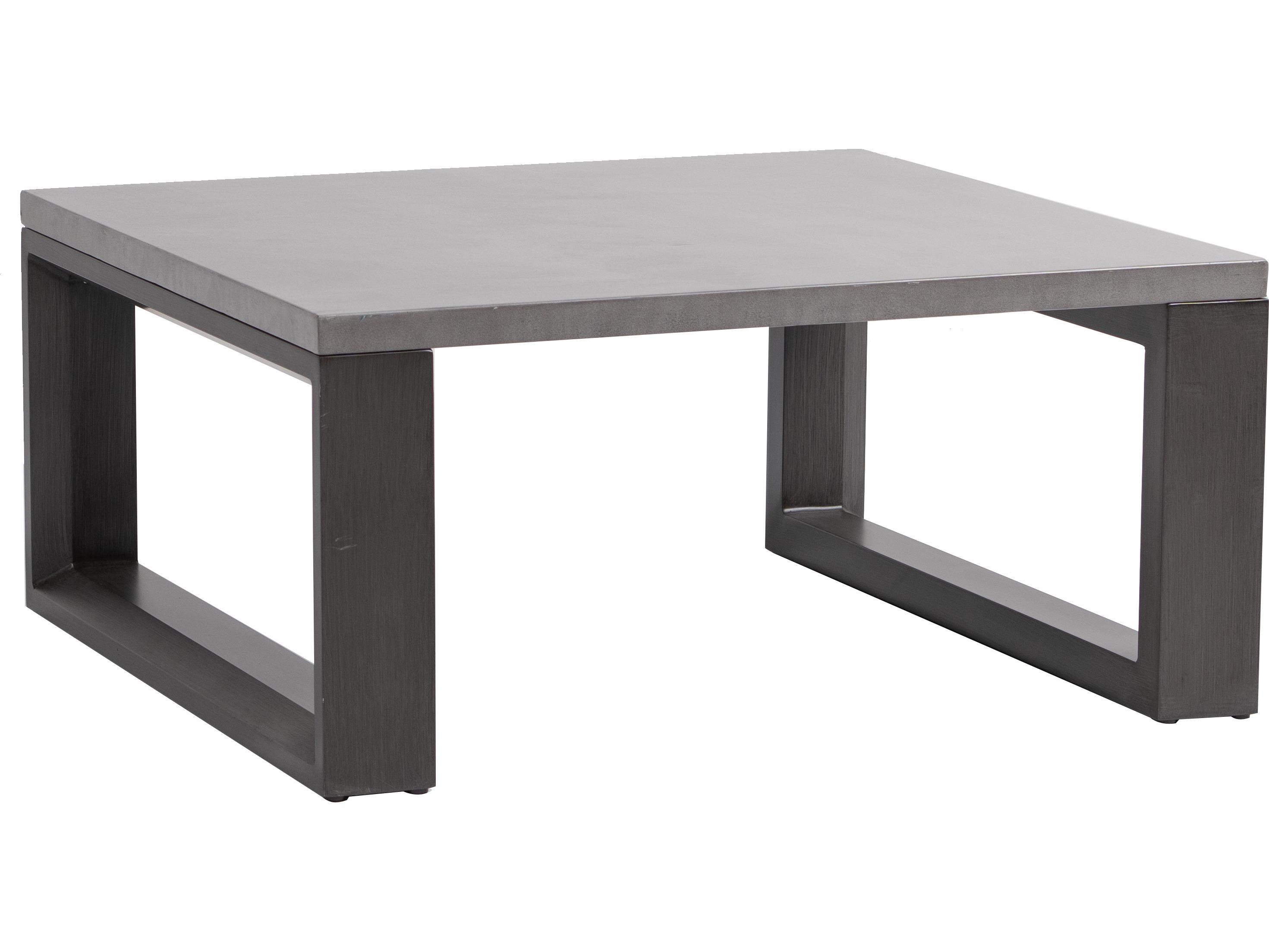 Ratana Elements Silver Ash Grey Base & Cement Top Aluminum Square Coffee Table