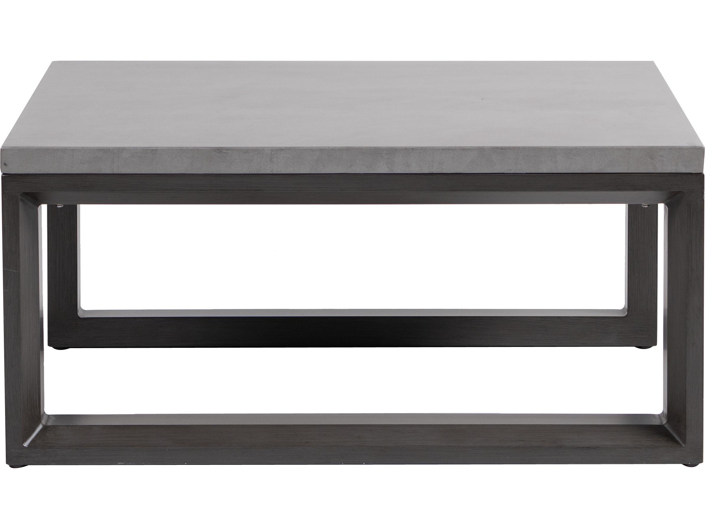 Ratana Elements Silver Ash Grey Base & Cement Top Aluminum Square Coffee Table