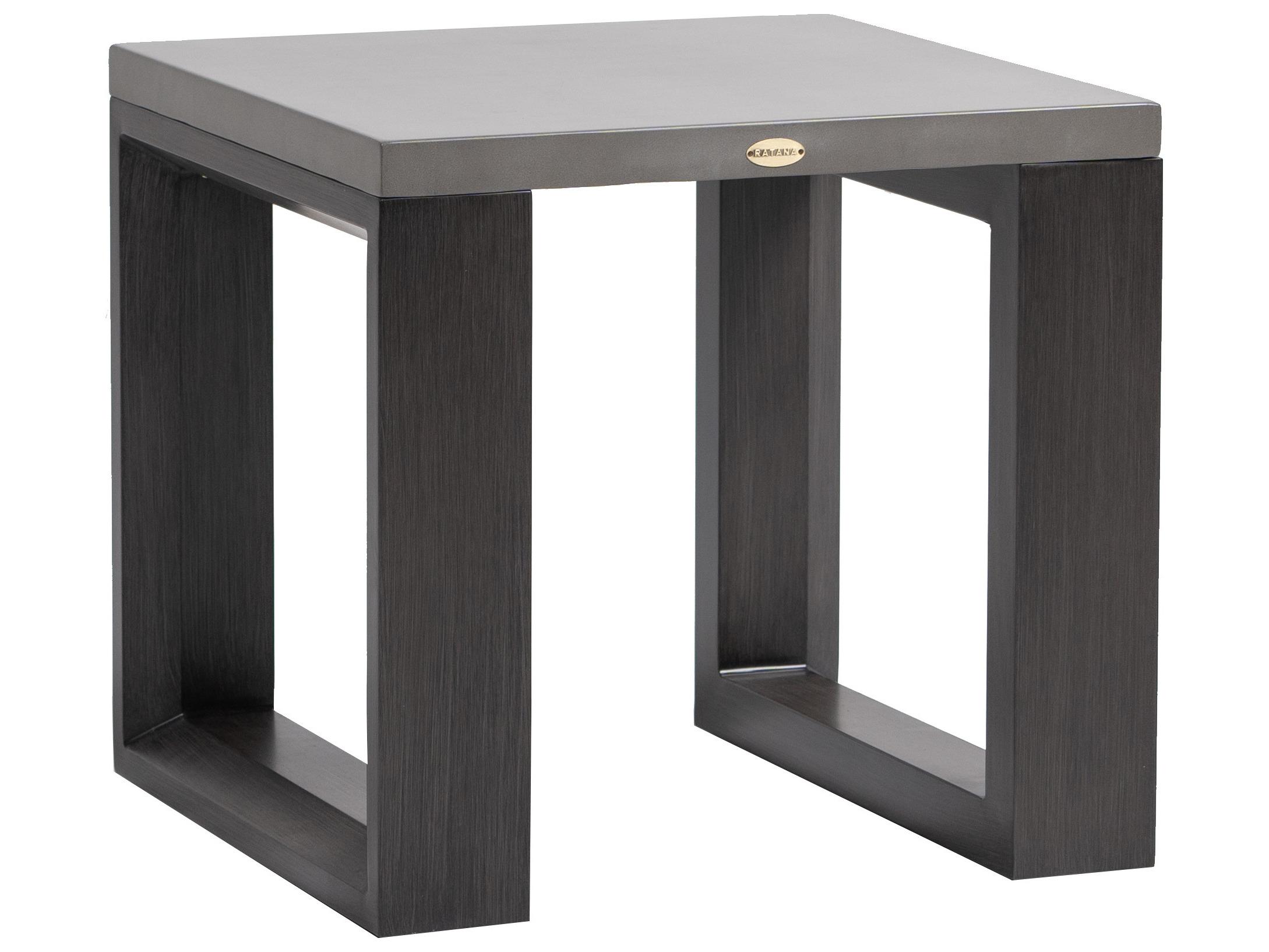 Ratana Elements Silver Ash Grey Base & Cement Top Aluminum Square End Table