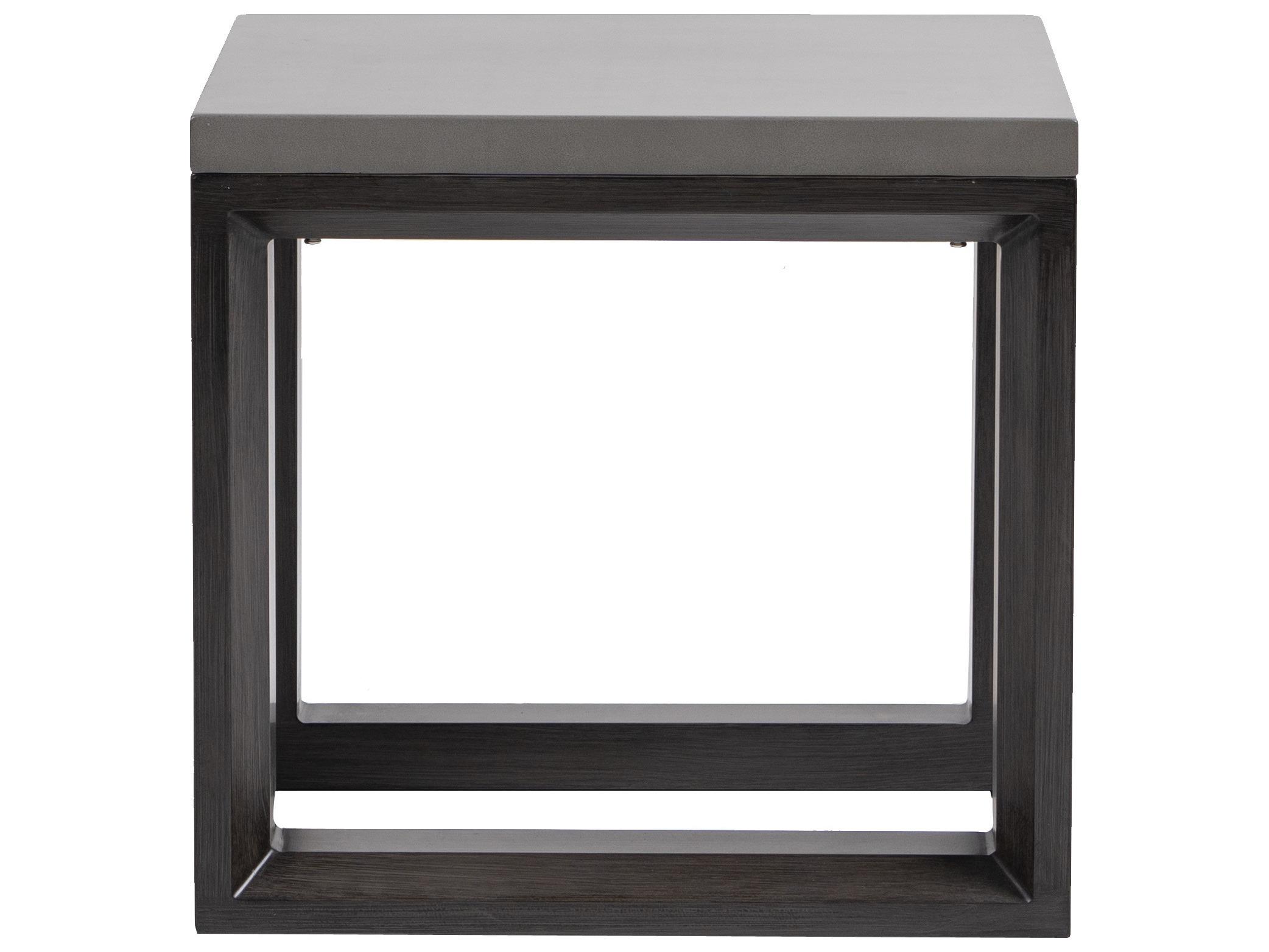 Ratana Elements Silver Ash Grey Base & Cement Top Aluminum Square End Table