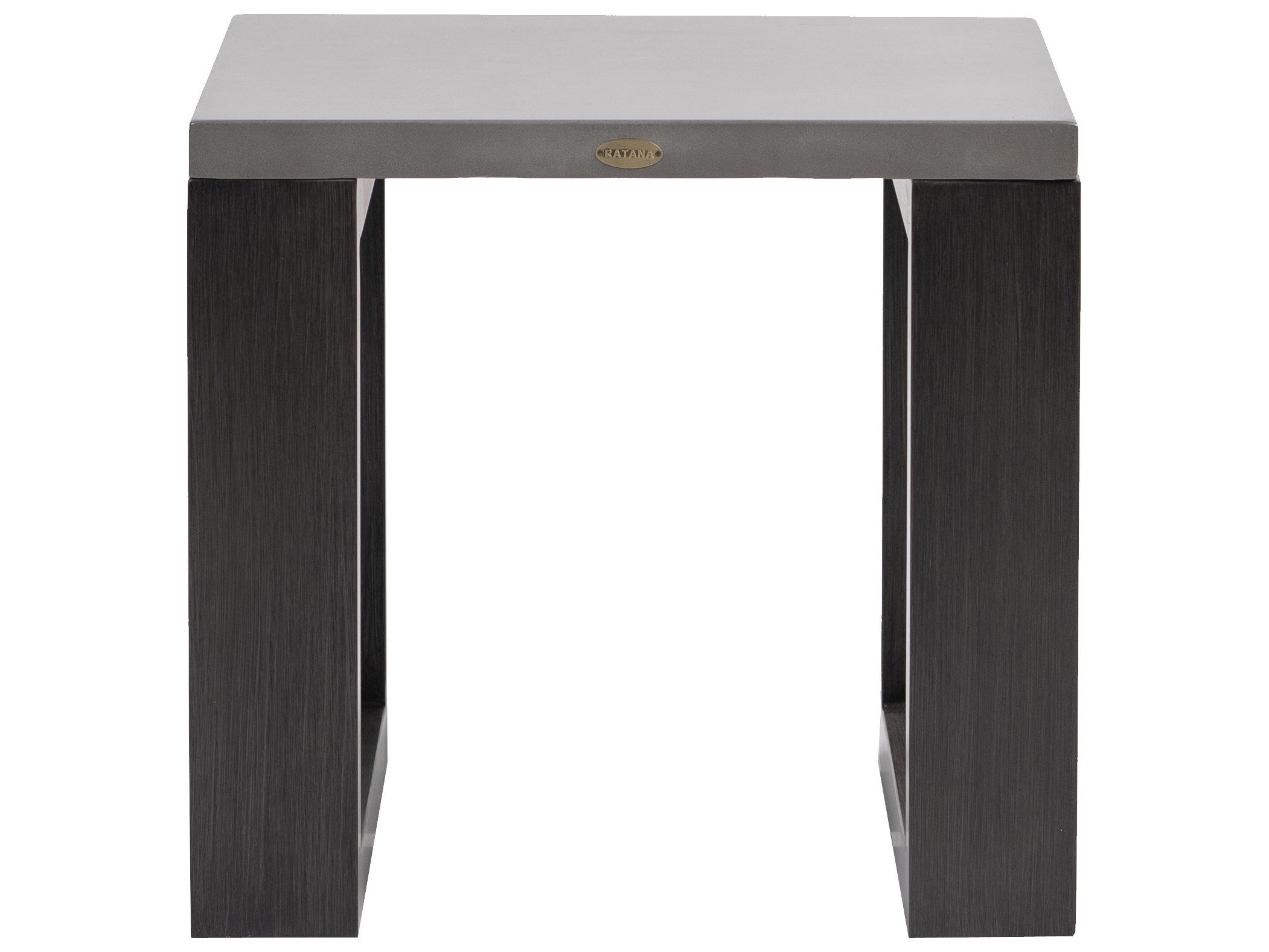 Ratana Elements Silver Ash Grey Base & Cement Top Aluminum Square End Table