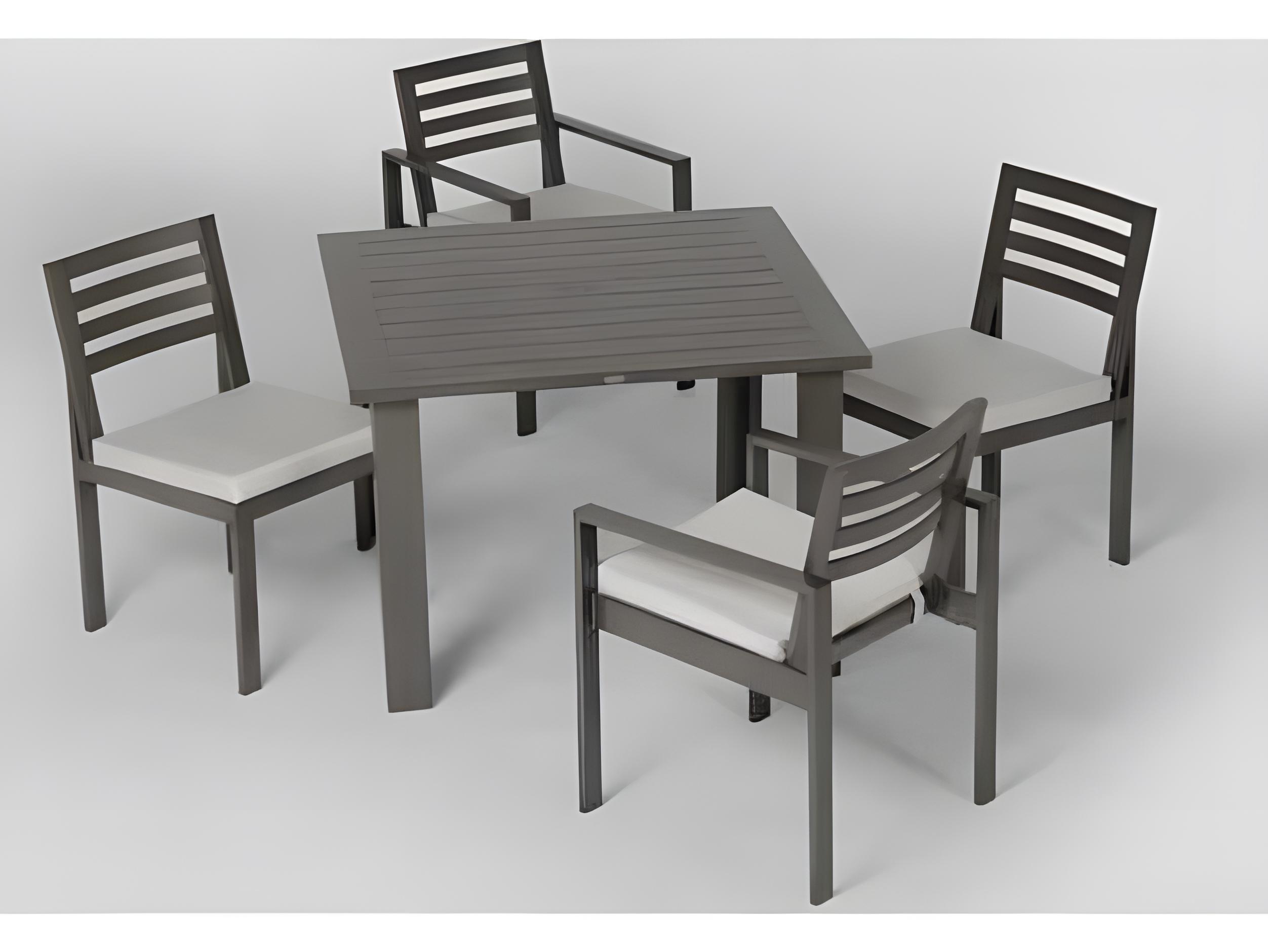 Ratana Elements Silver Ash Grey Aluminum Cushion Dining Chair