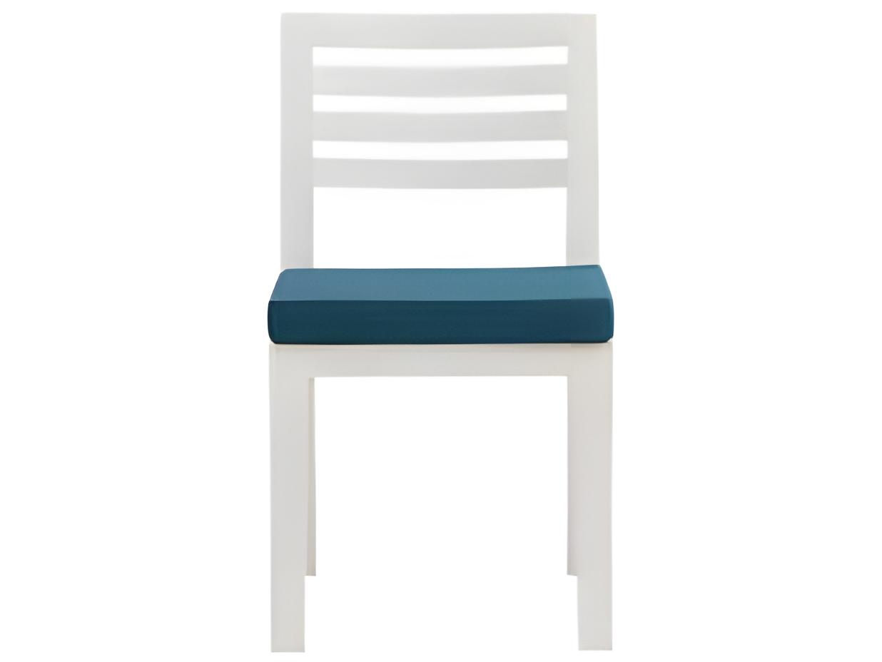 Ratana Elements Silver Talc White Aluminum Cushion Dining Chair