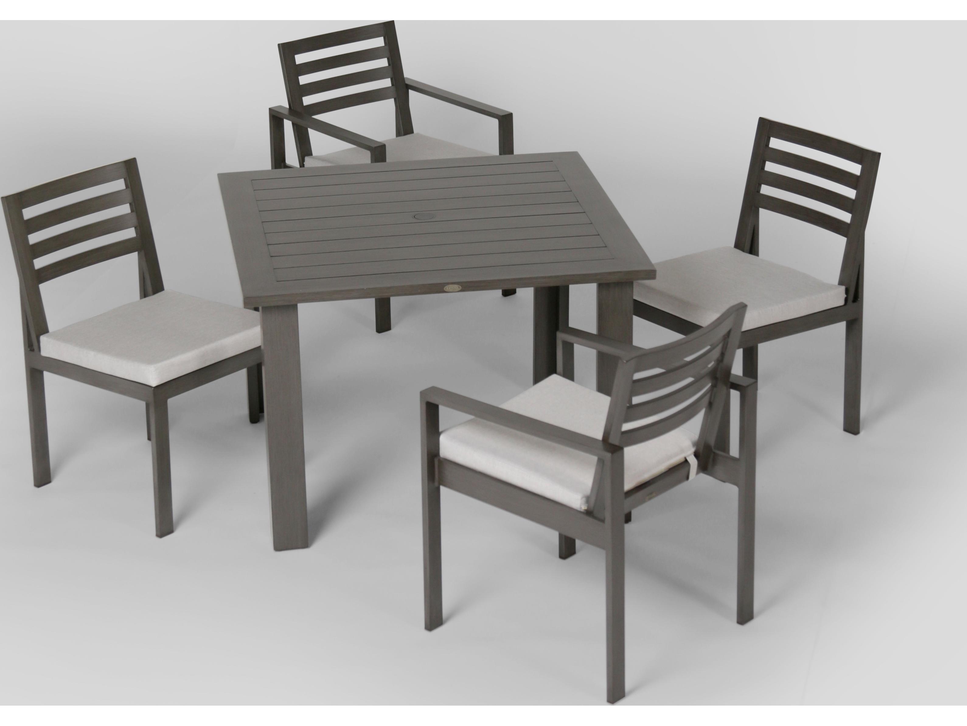 Ratana Elements Silver Ash Grey Aluminum Cushion Dining Chair