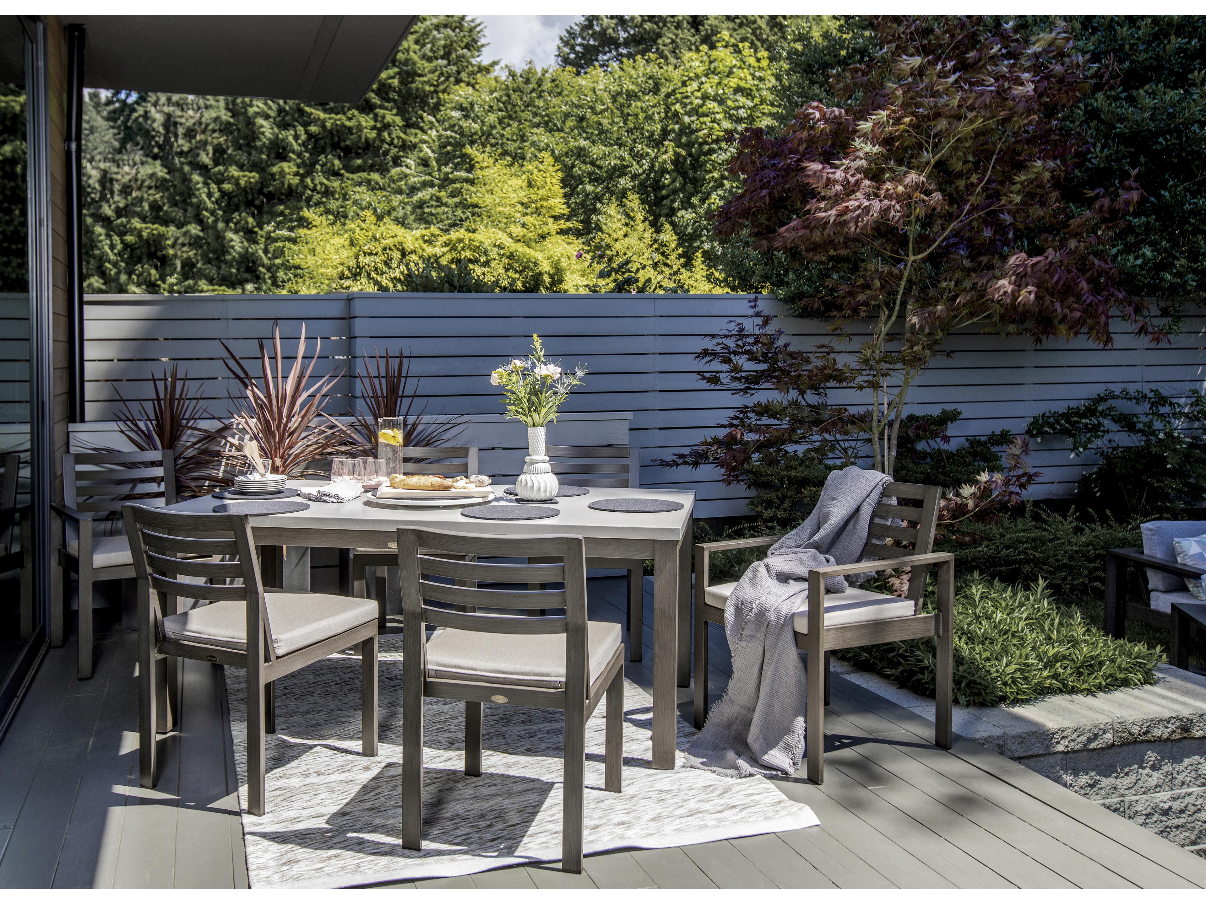 Ratana Elements Silver Ash Grey Aluminum Cushion Dining Chair