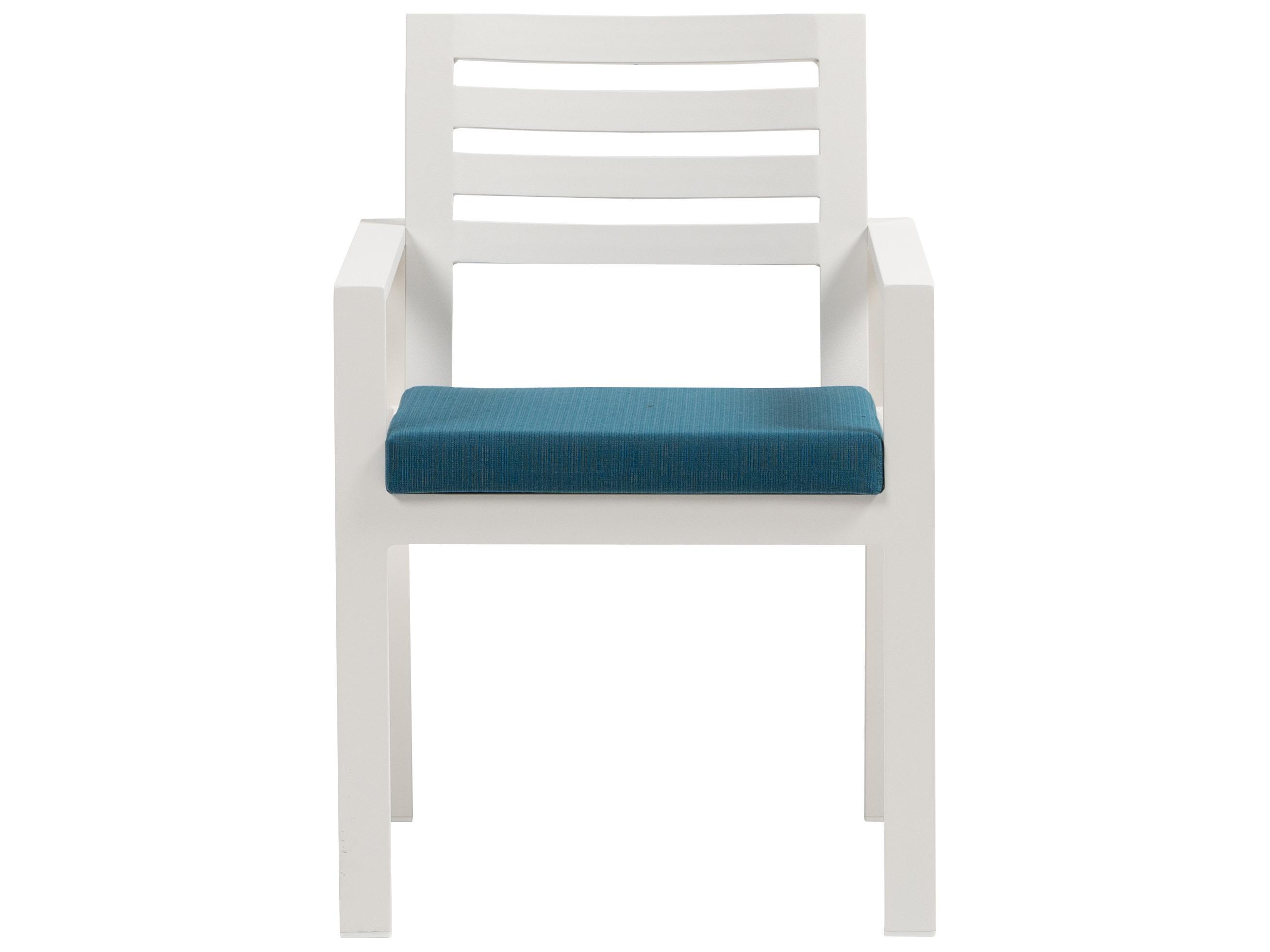 Ratana Elements Silver Talc White Aluminum Cushion Dining Chair