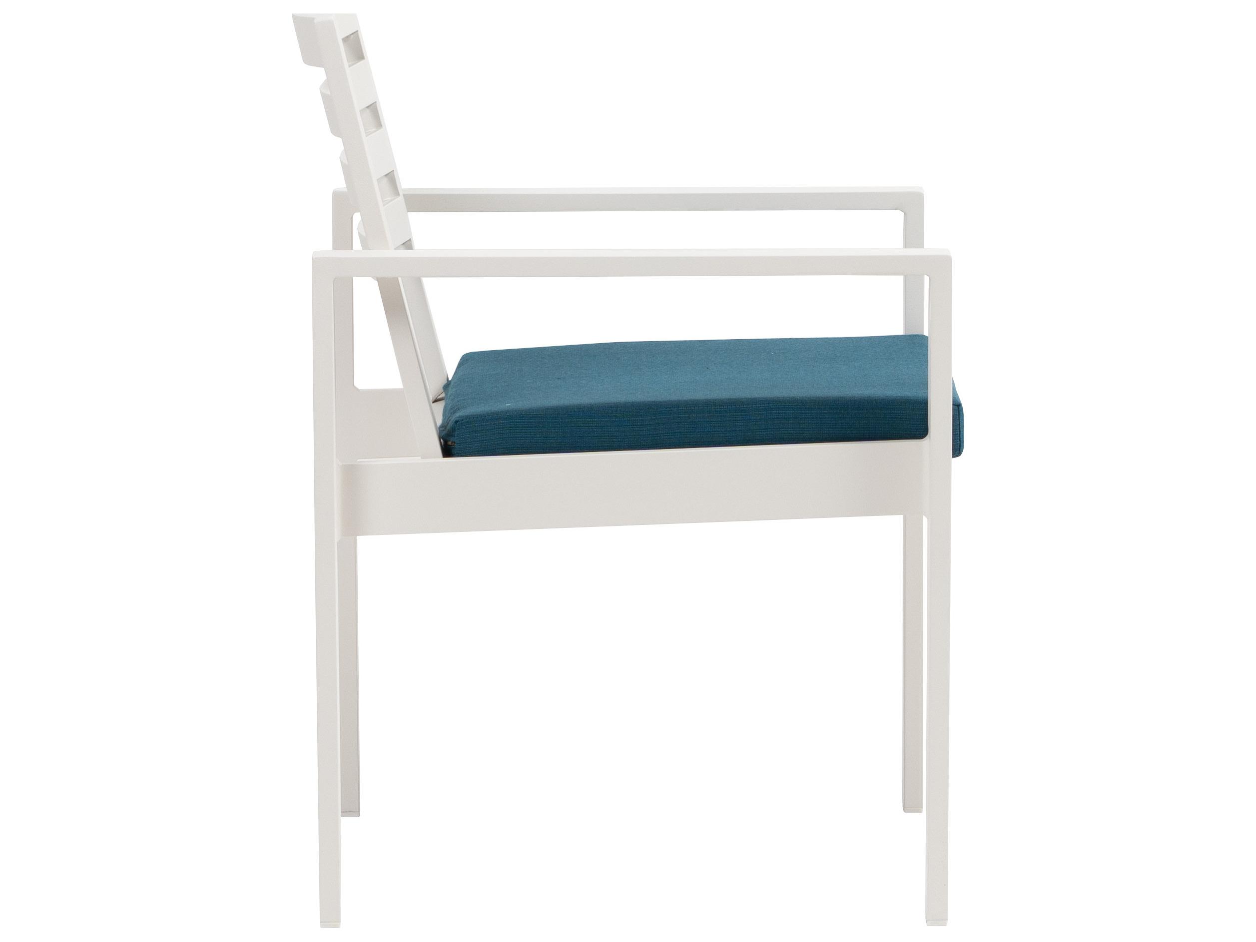 Ratana Elements Silver Talc White Aluminum Cushion Dining Chair