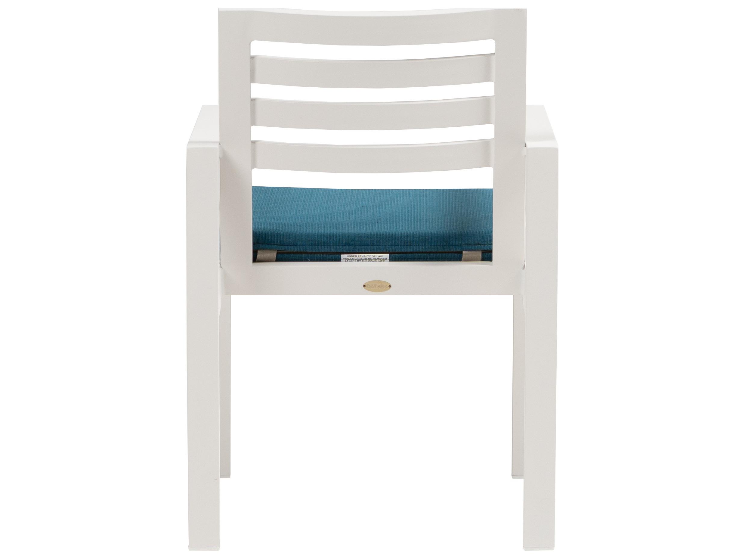 Ratana Elements Silver Talc White Aluminum Cushion Dining Chair