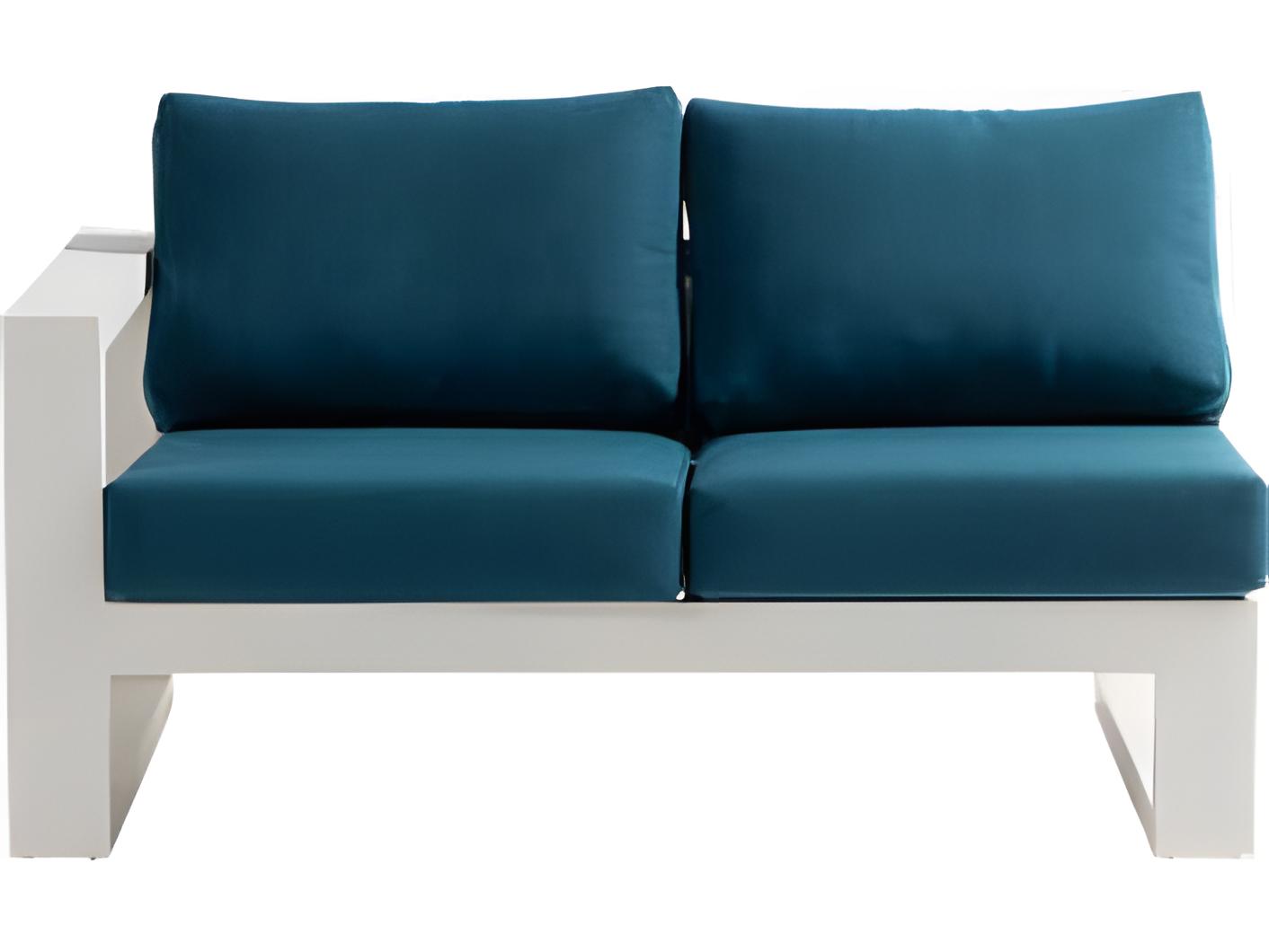 Ratana Elements Silver Talc White Aluminum Cushion Loveseat