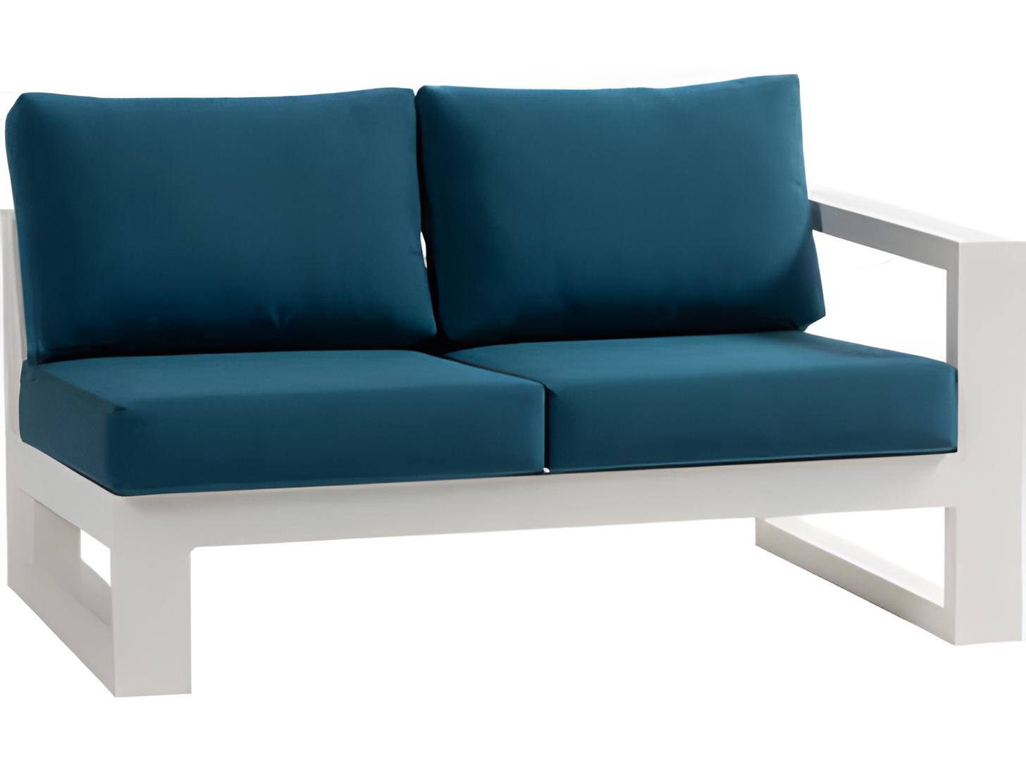 Ratana Elements Silver Talc White Aluminum Cushion Loveseat