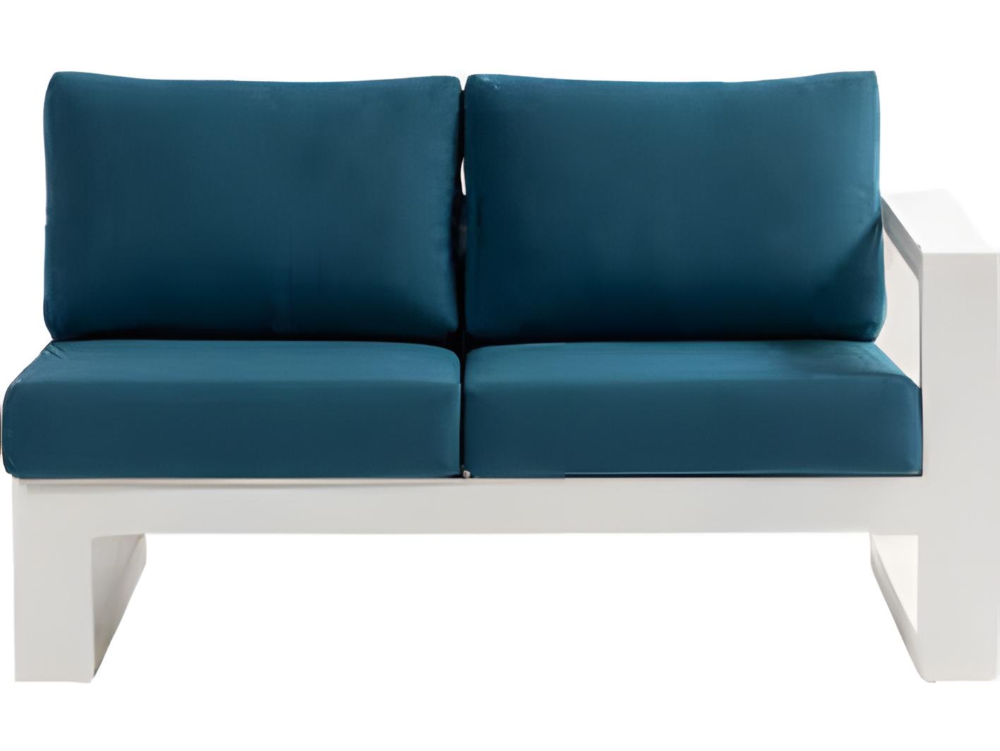 Ratana Elements Silver Talc White Aluminum Cushion Loveseat