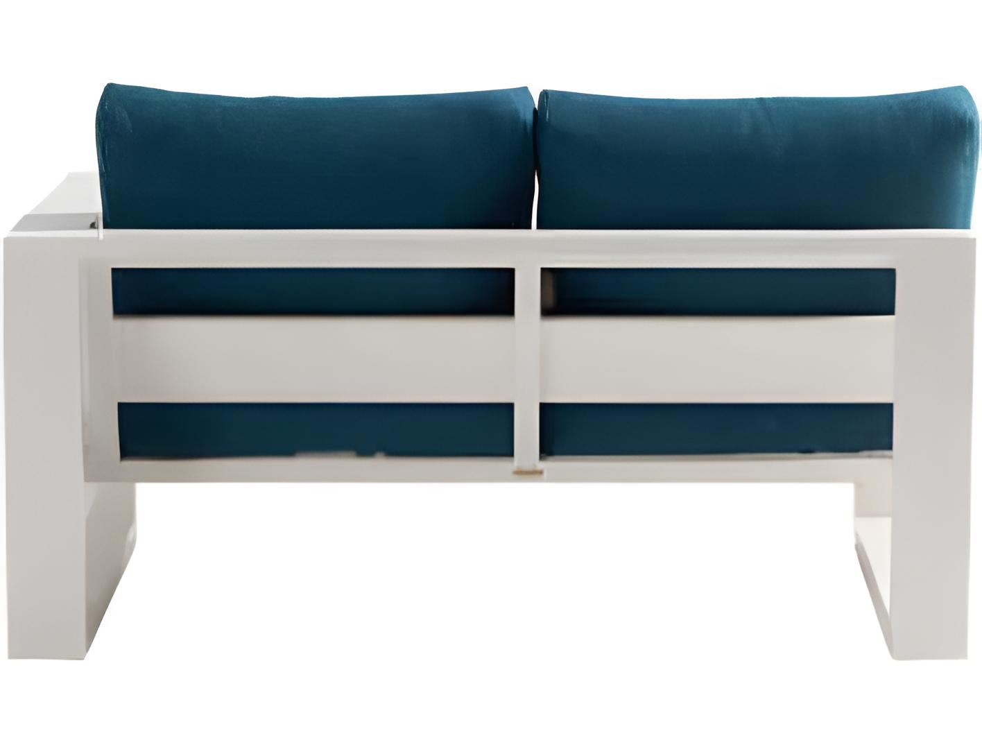 Ratana Elements Silver Talc White Aluminum Cushion Loveseat