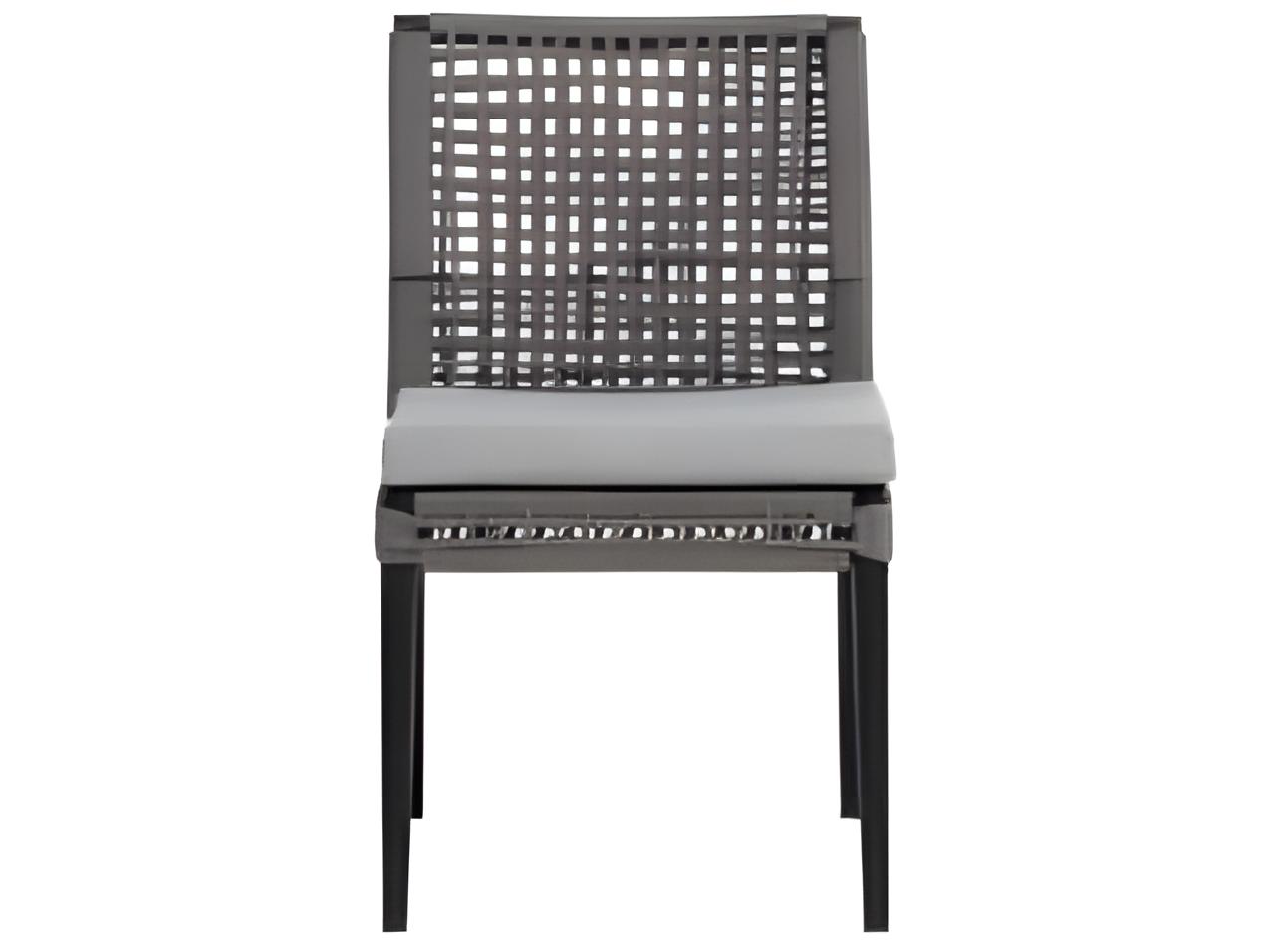Ratana Genval Silver Black Aluminum Cushion Dining Chair