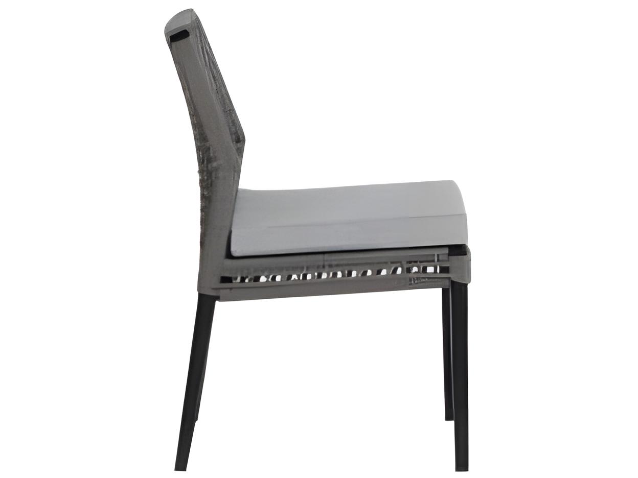 Ratana Genval Silver Black Aluminum Cushion Dining Chair