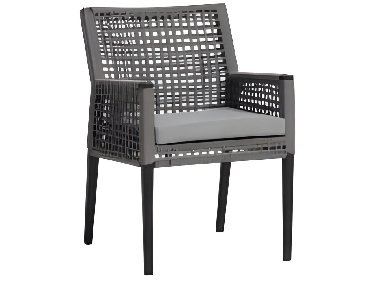 Ratana Genval Silver Black Aluminum Cushion Dining Chair
