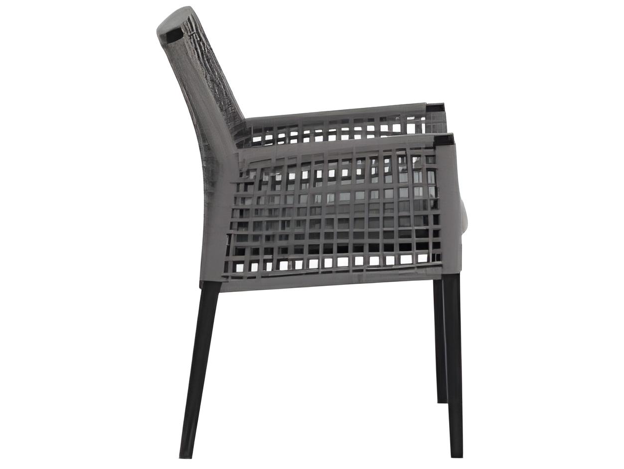Ratana Genval Silver Black Aluminum Cushion Dining Chair