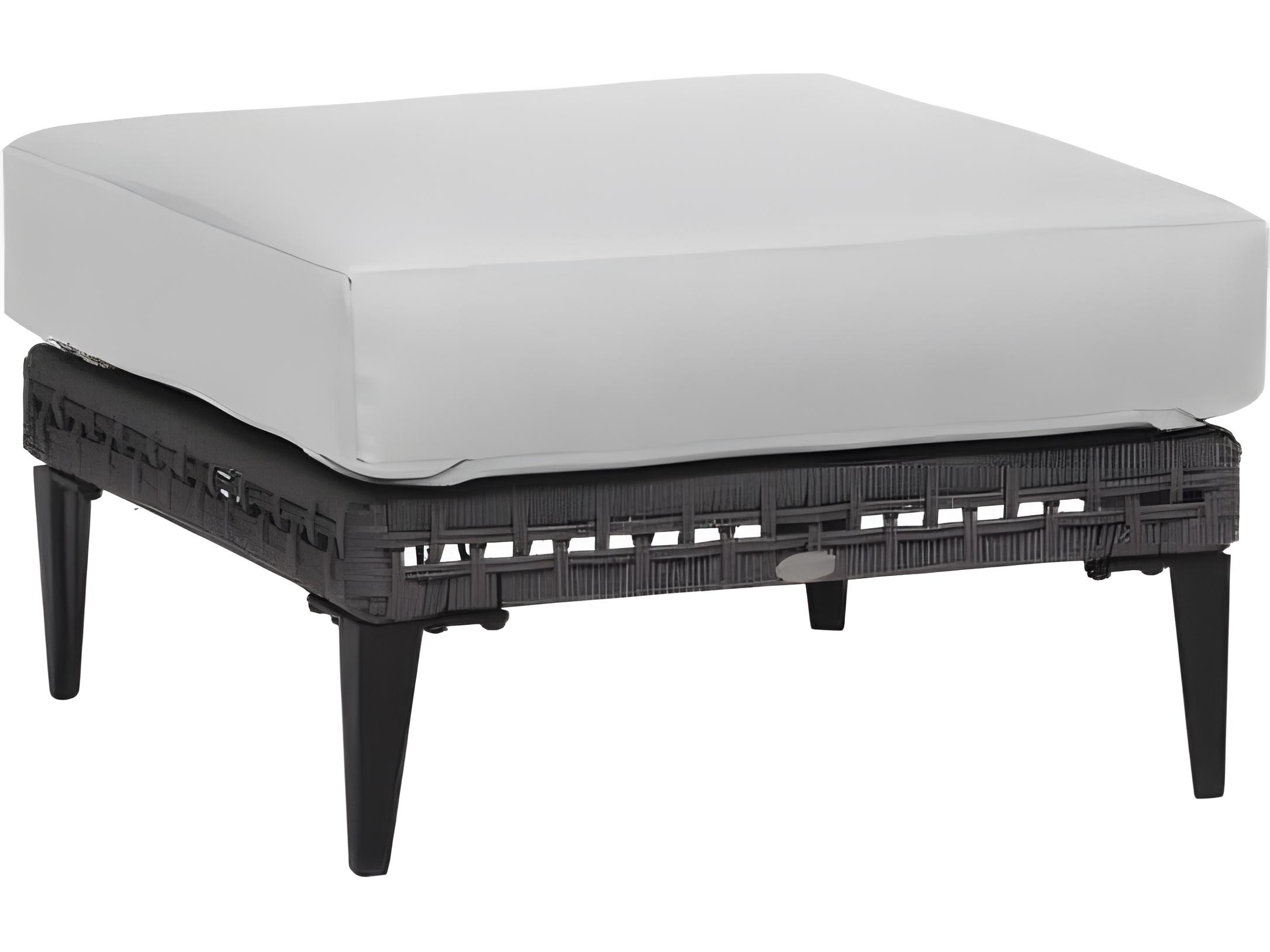 Ratana Genval Silver Black Aluminum Cushion Ottoman