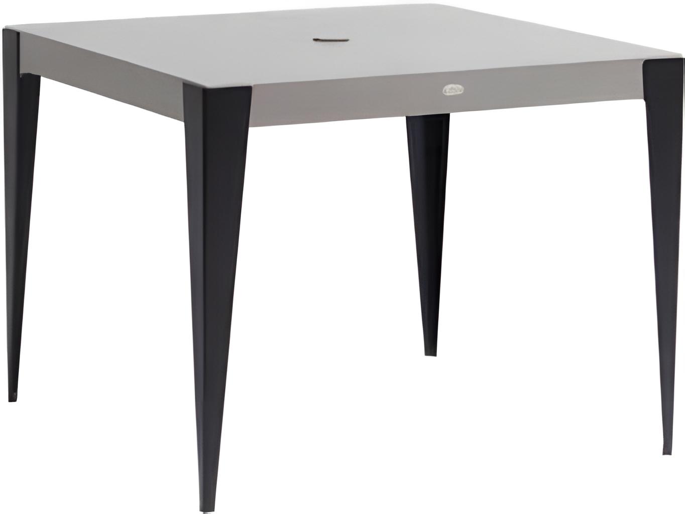 Ratana Genval Silver Black Base & Cement Top Aluminum Square Umbrella Hole Dining Table