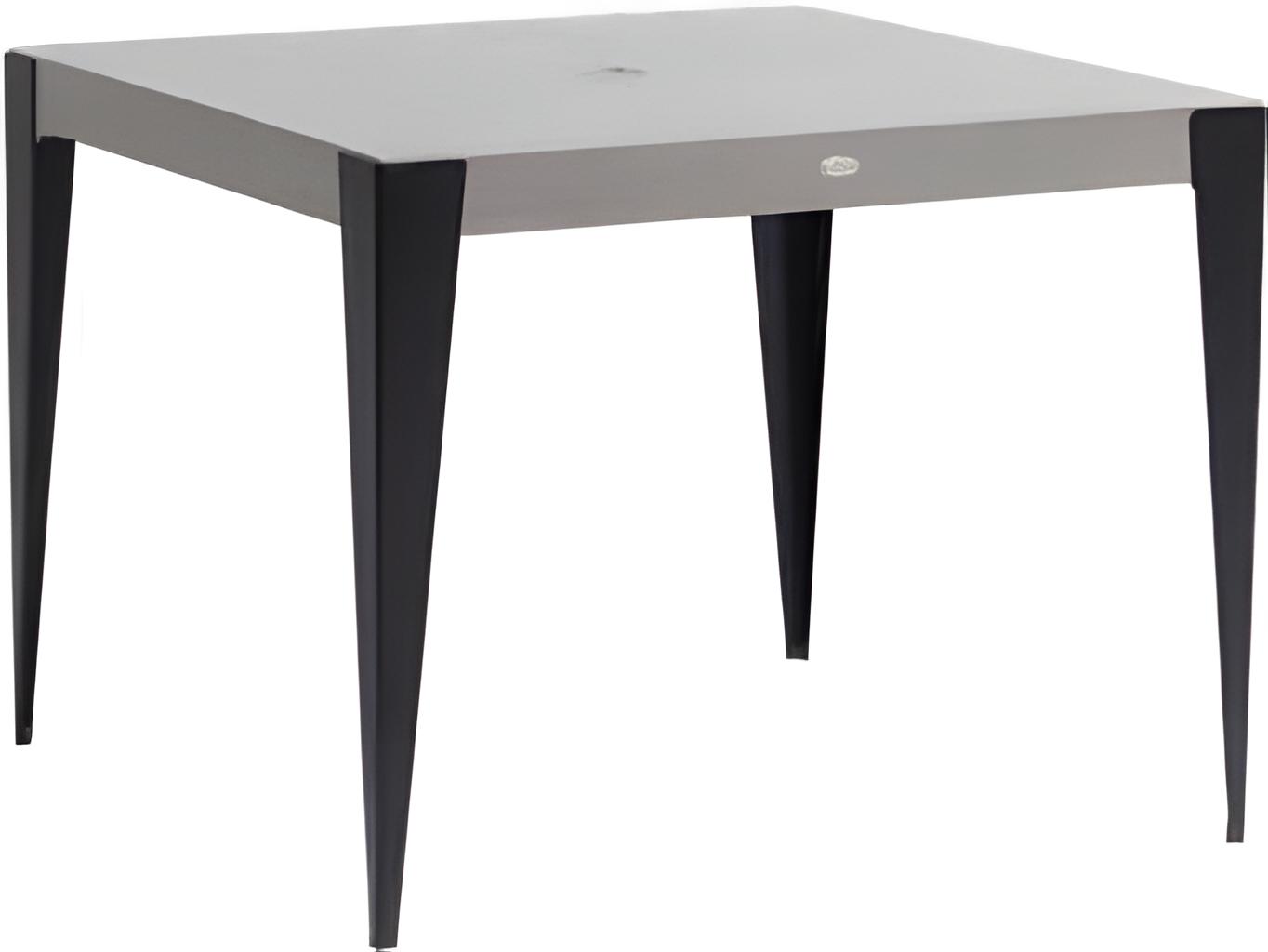 Ratana Genval Silver Black Base & Cement Top Aluminum Square Umbrella Hole Dining Table