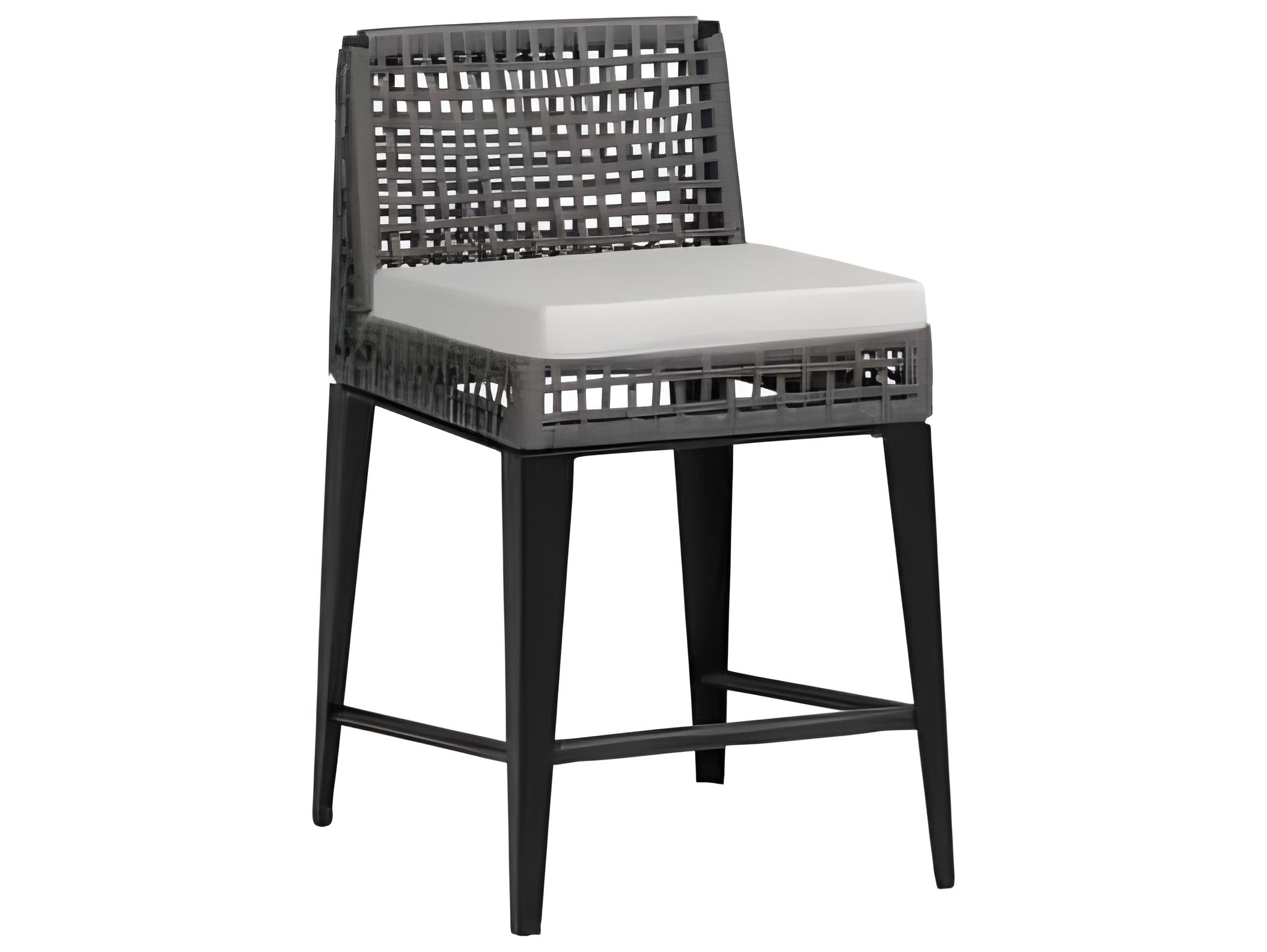 Ratana Genval Silver Black Aluminum Cushion Counter Stool