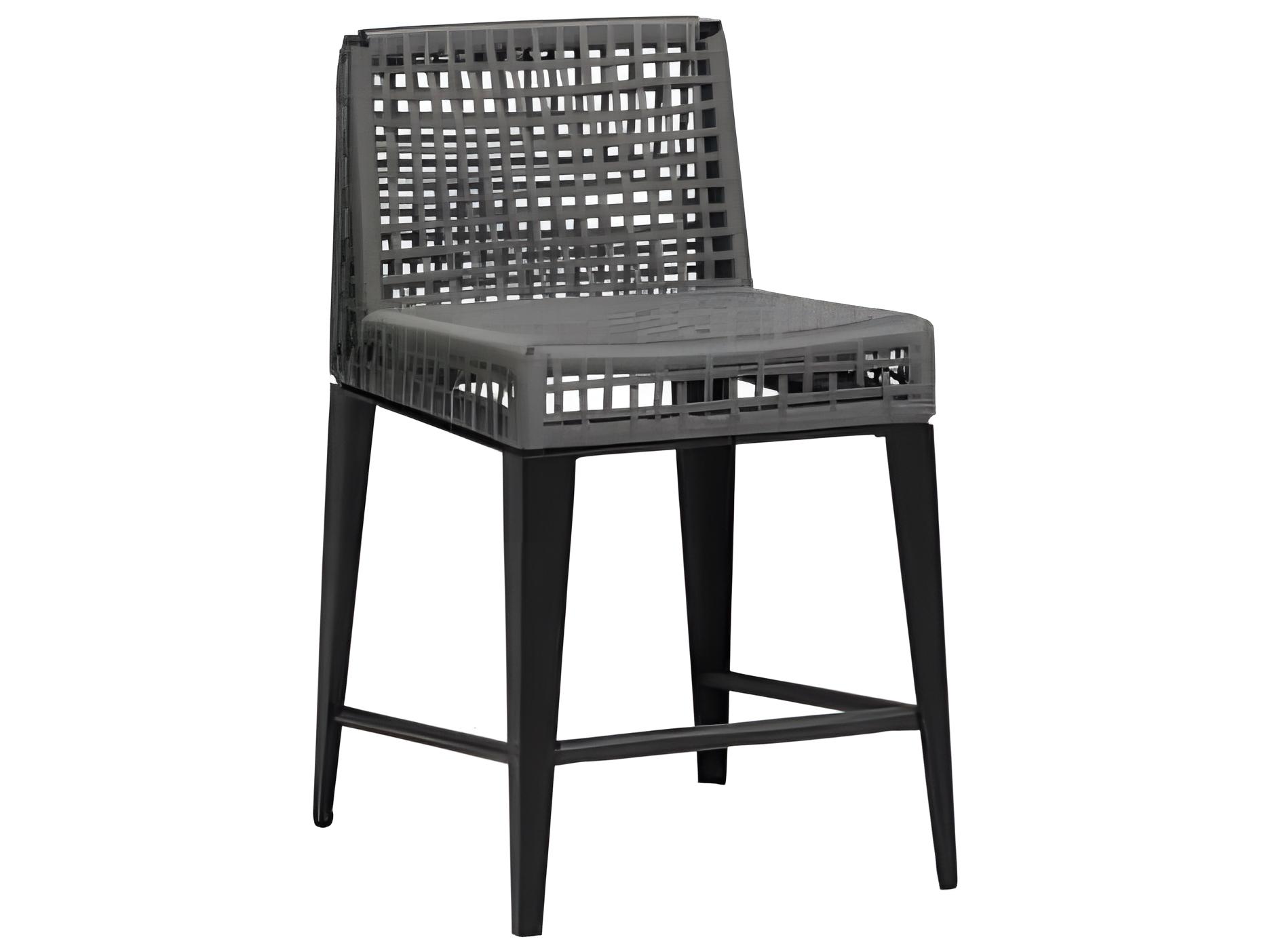 Ratana Genval Silver Black Aluminum Cushion Counter Stool