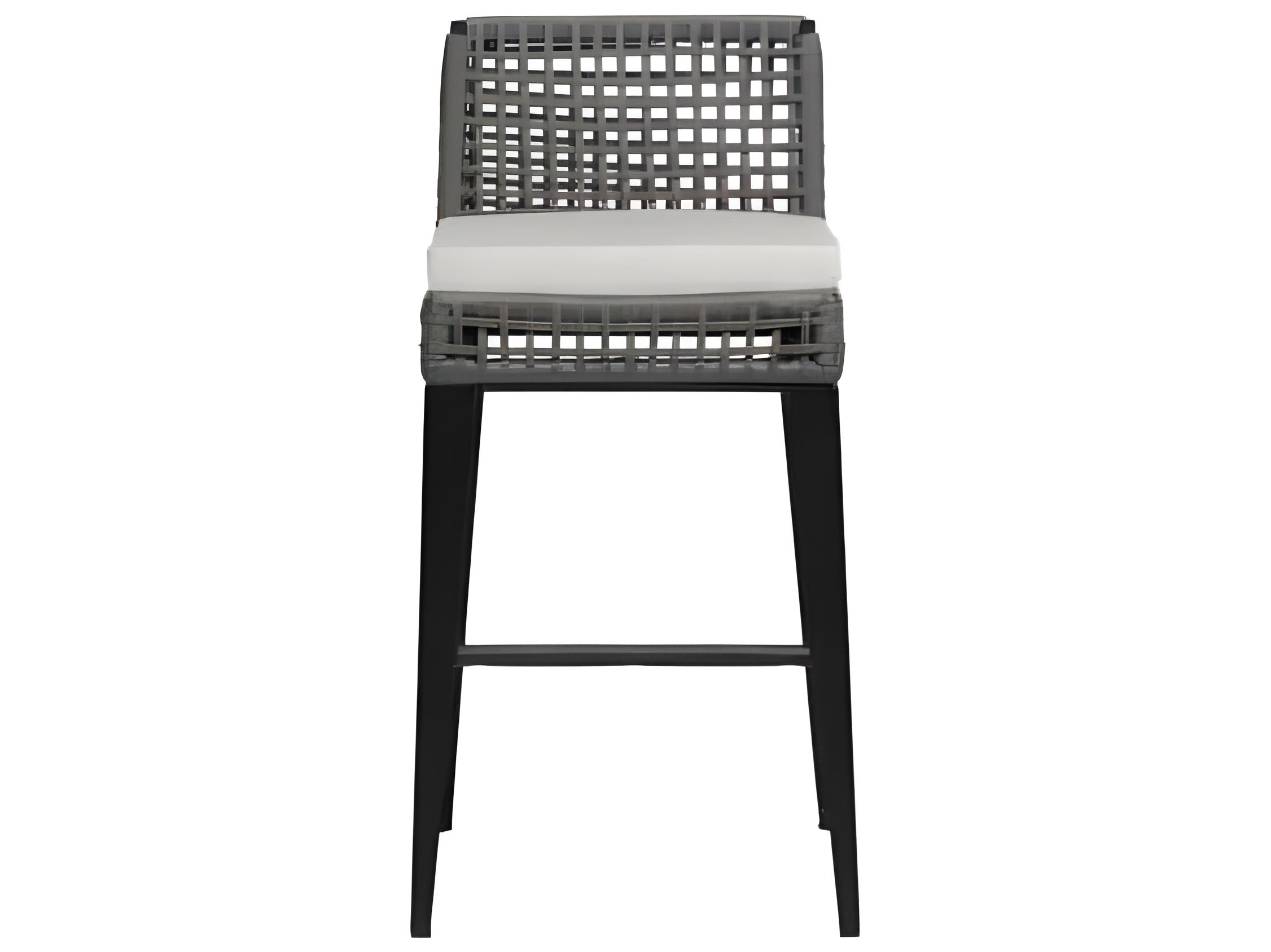 Ratana Genval Silver Black Aluminum Cushion Bar Stool