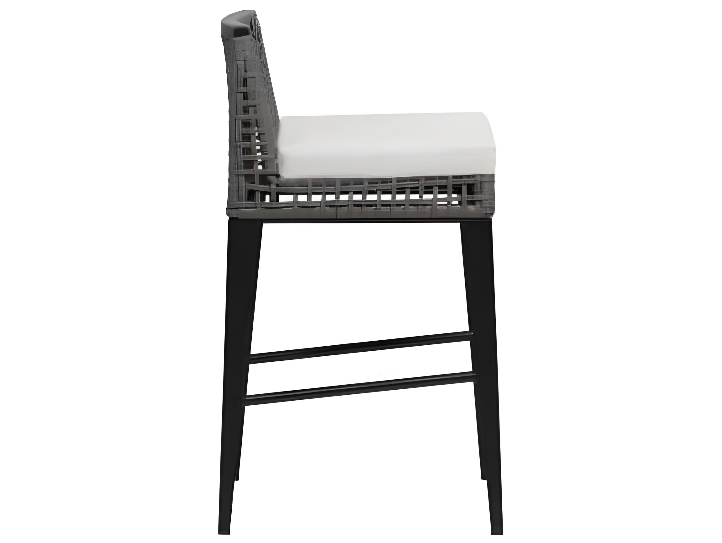 Ratana Genval Silver Black Aluminum Cushion Bar Stool