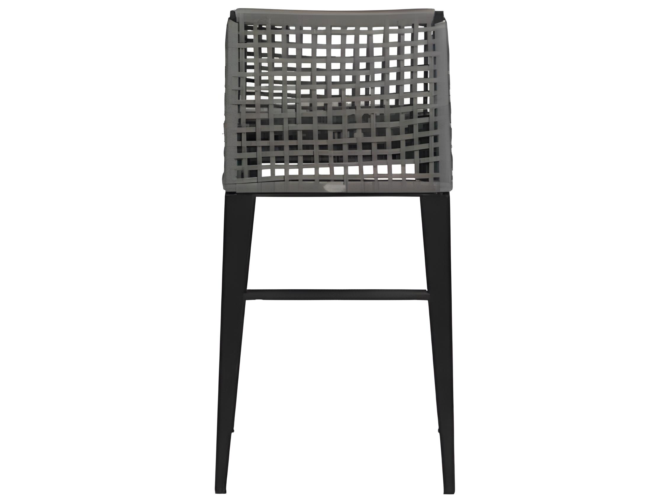 Ratana Genval Silver Black Aluminum Cushion Bar Stool