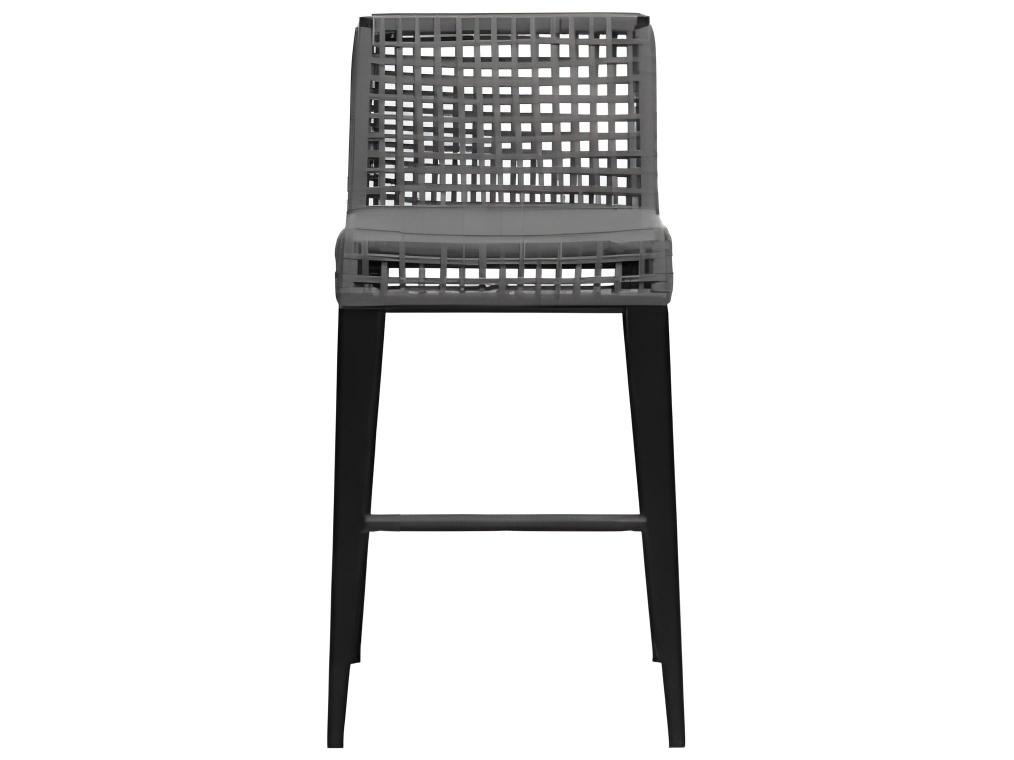 Ratana Genval Silver Black Aluminum Cushion Bar Stool