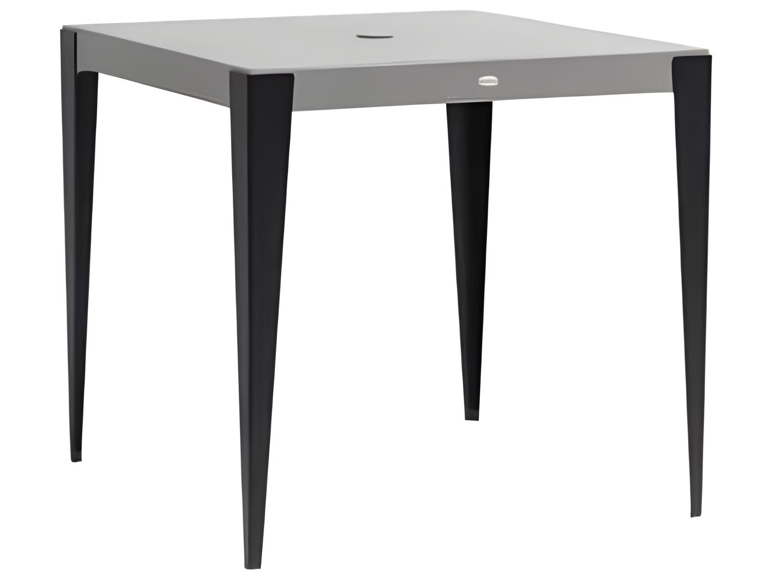 Ratana Genval Silver Black Base & Cement Top Aluminum Square Umbrella Hole Counter Table