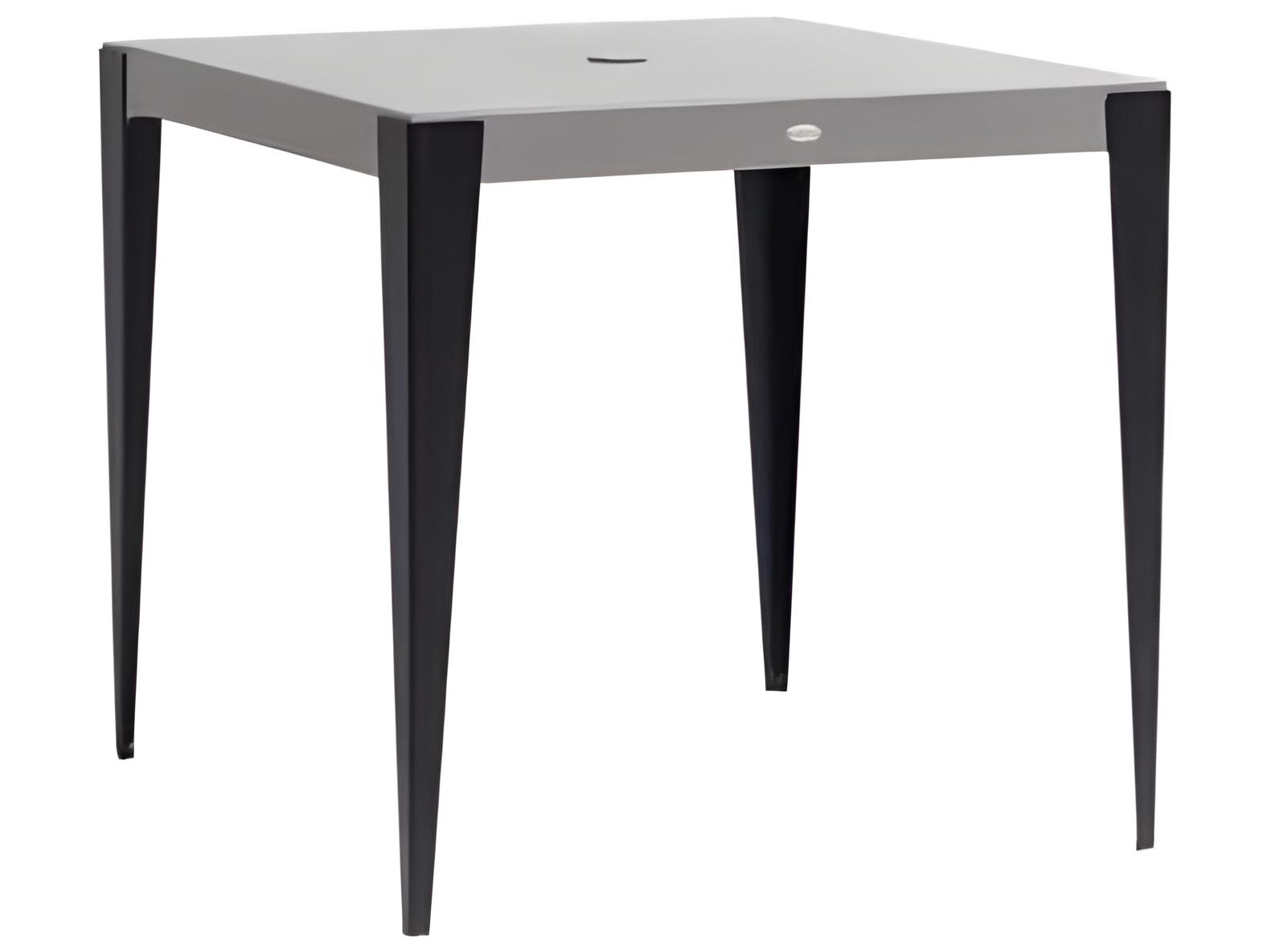 Ratana Genval Silver Black Base & Cement Top Aluminum Square Umbrella Hole Counter Table