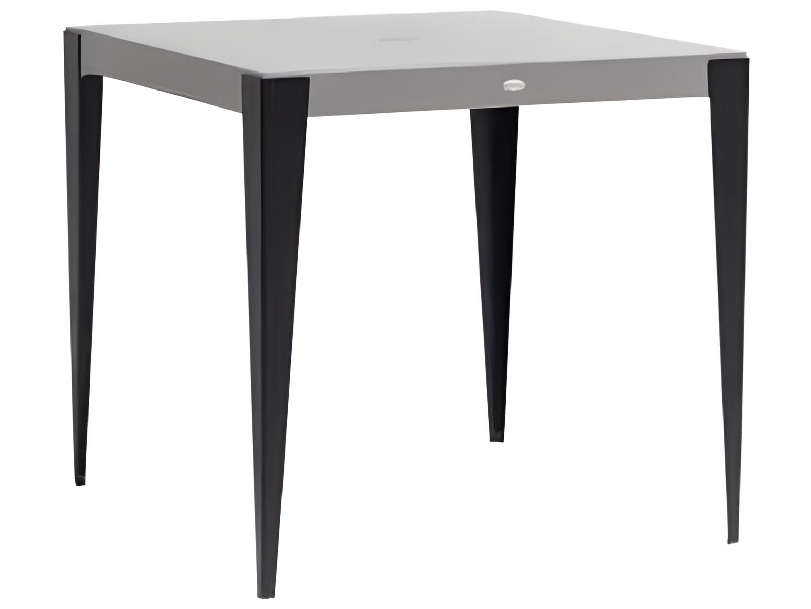 Ratana Genval Silver Black Base & Cement Top Aluminum Square Umbrella Hole Counter Table