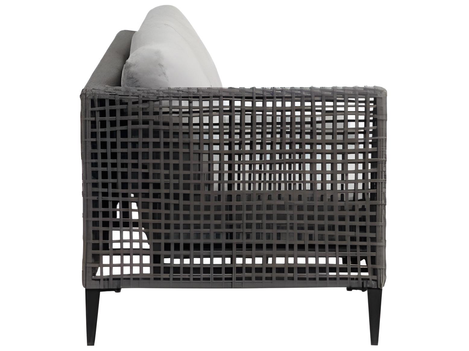 Ratana Genval Silver Black Aluminum Cushion Loveseat