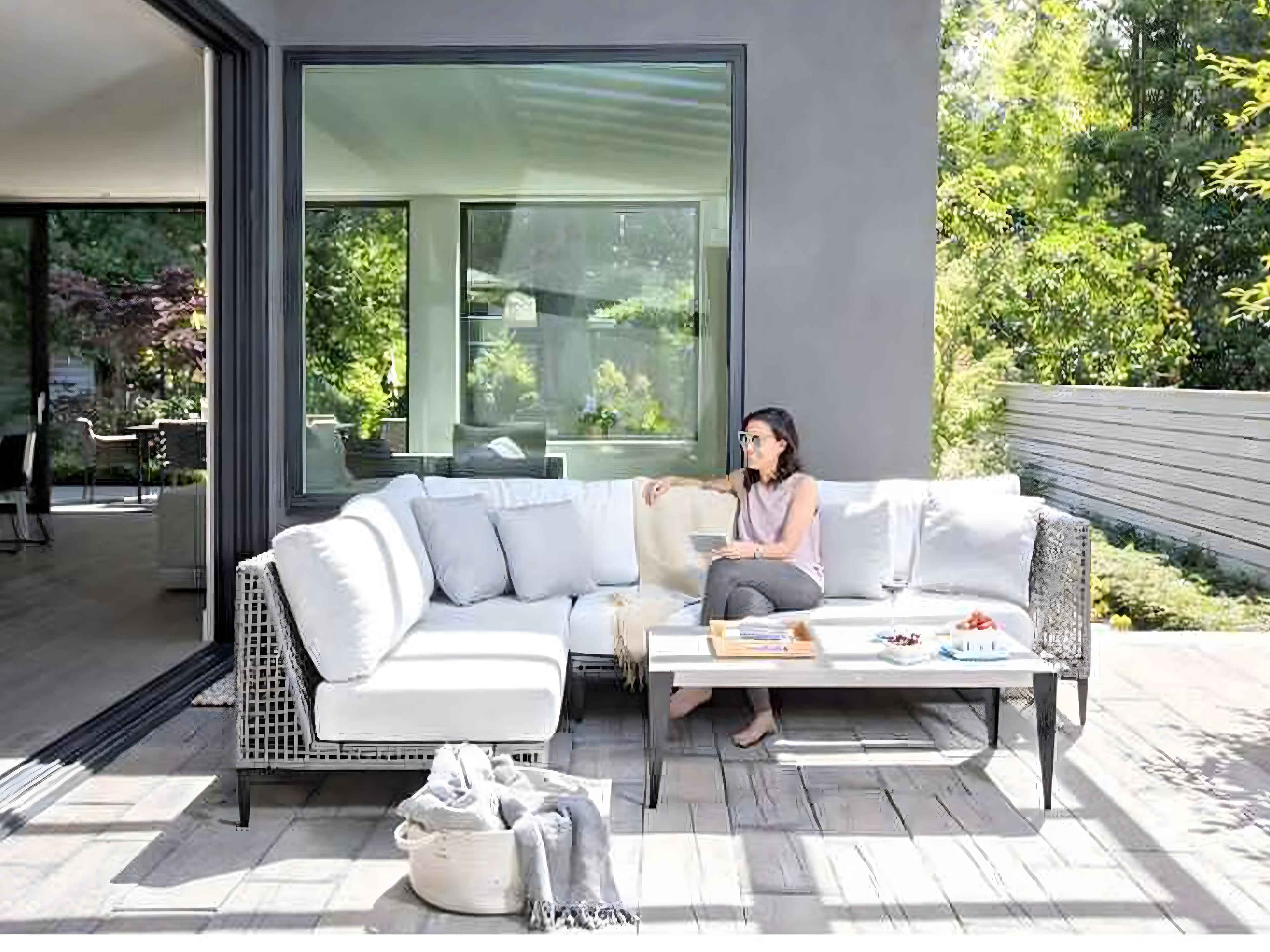 Ratana Genval Silver Black Aluminum Cushion Loveseat