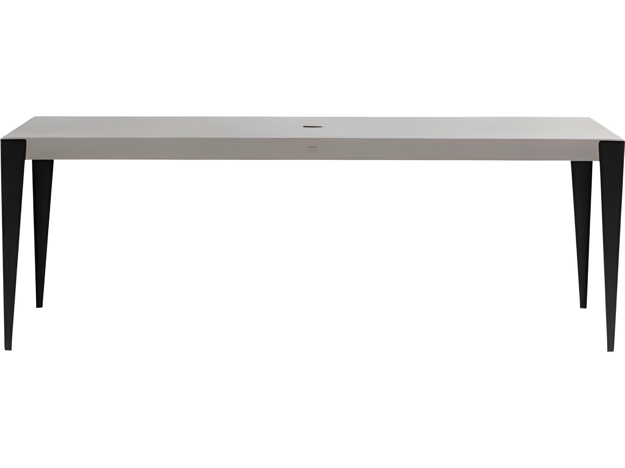 Ratana Genval Silver Black Base & Cement Top Aluminum Rectangular Umbrella Hole Dining Table