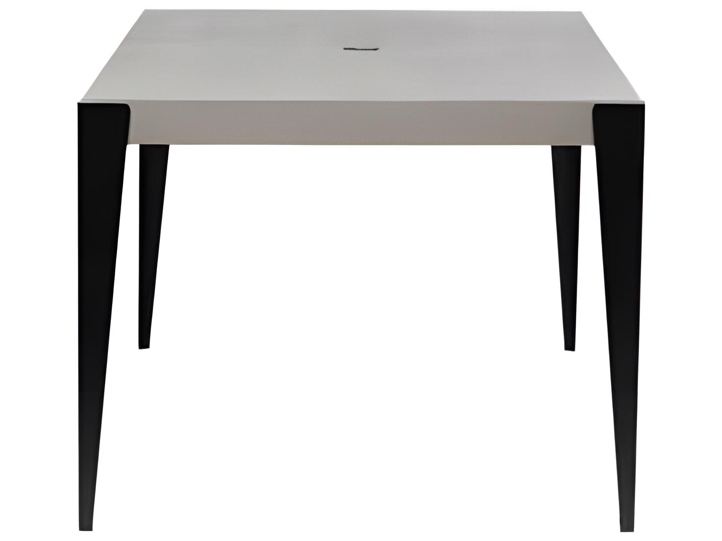 Ratana Genval Silver Black Base & Cement Top Aluminum Rectangular Umbrella Hole Dining Table