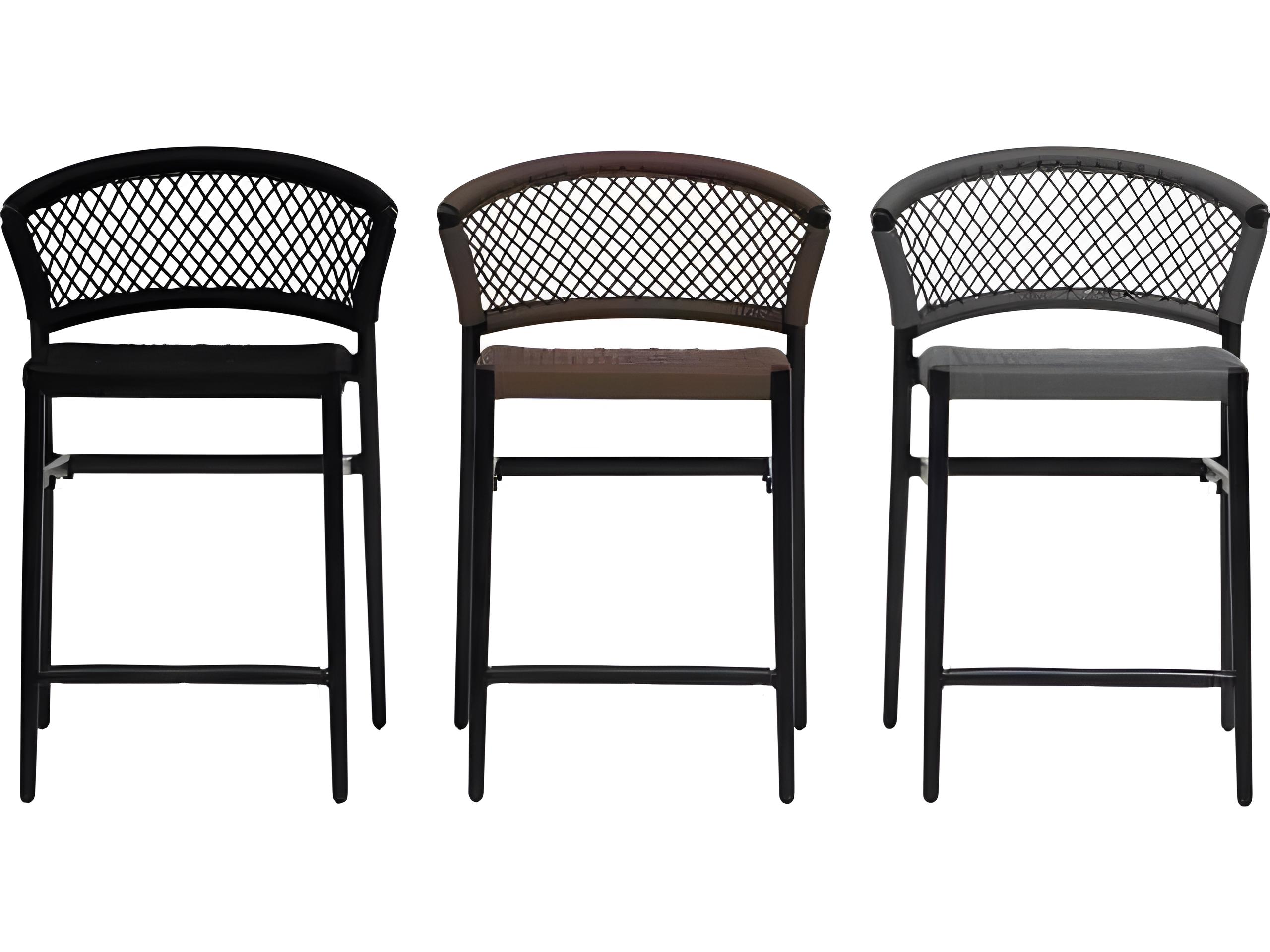 Ratana Ria Silver Black Aluminum Rope Counter Stool