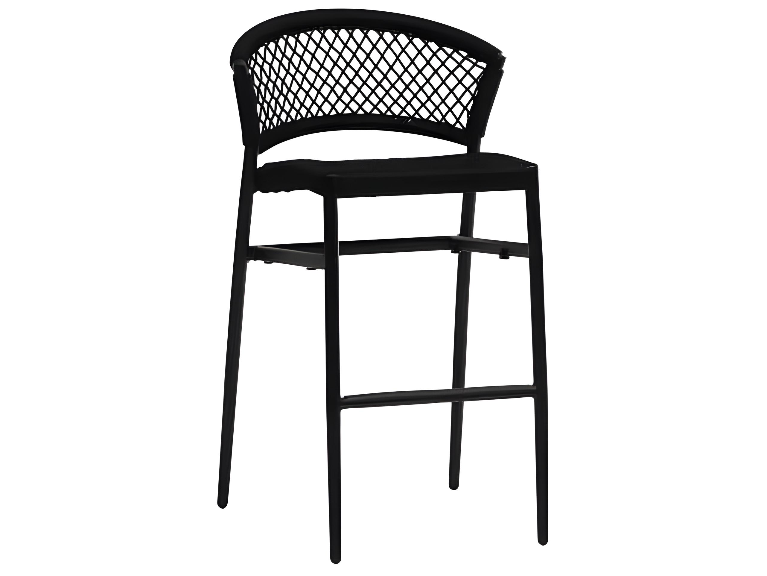 Ratana Ria Silver Black Aluminum Rope Bar Stool