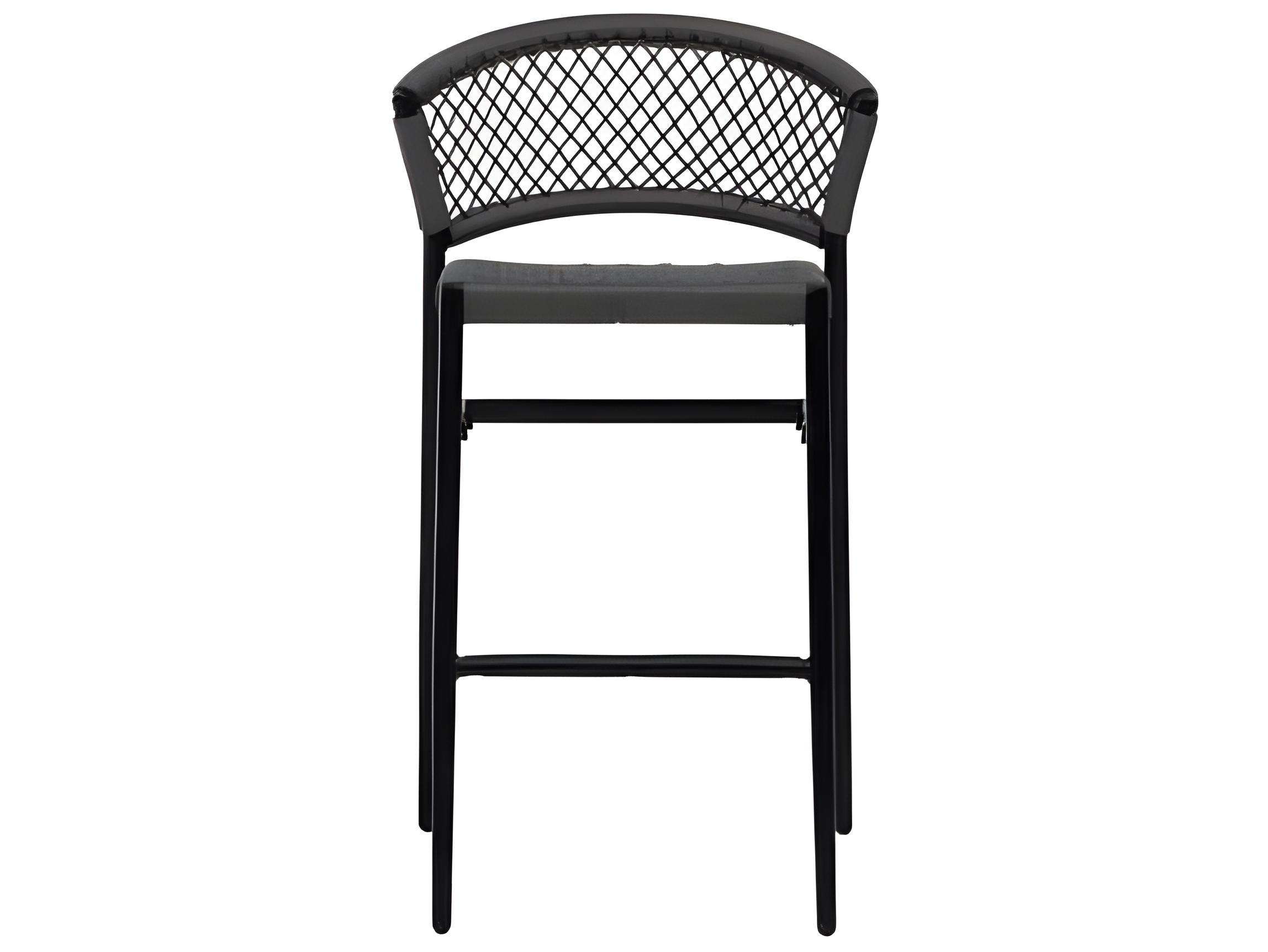 Ratana Ria Silver Black Aluminum Rope Bar Stool