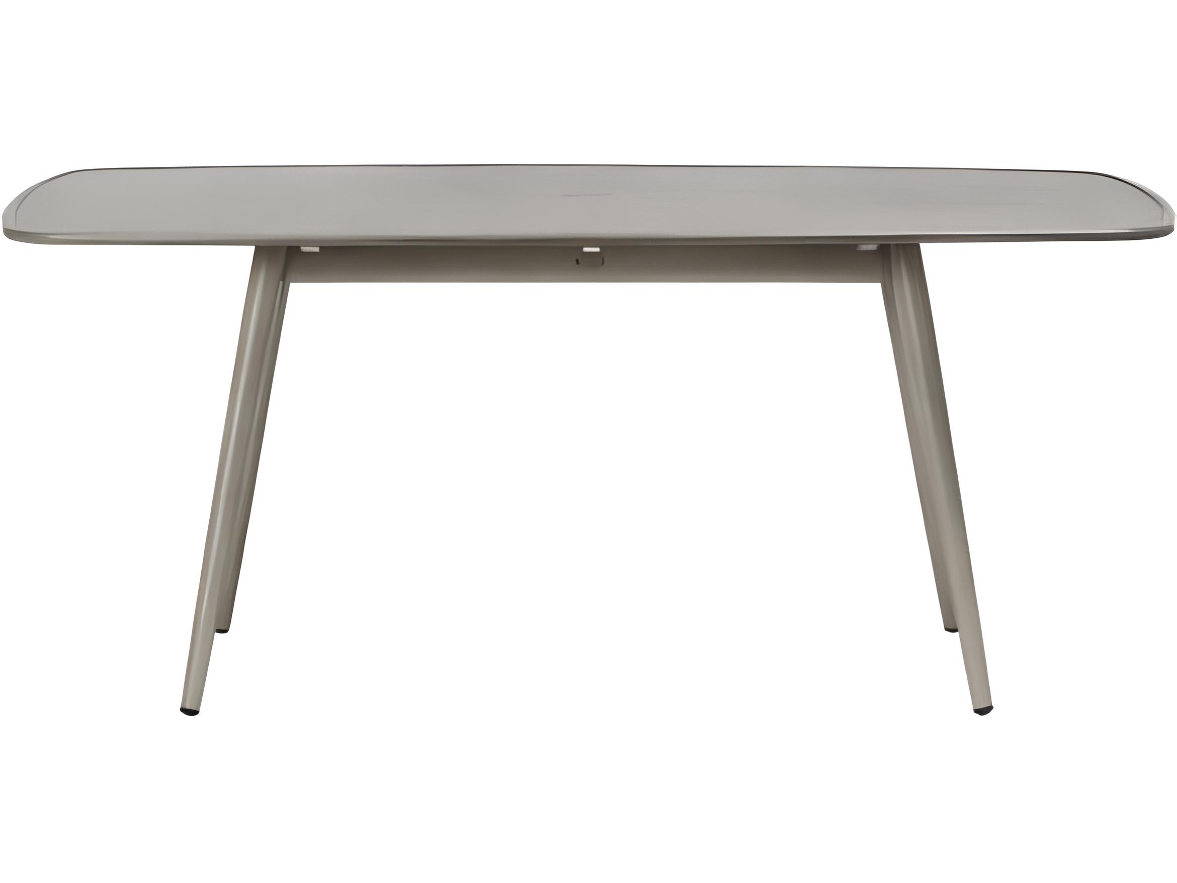 Ratana Alinea Silver Pearl Aluminum Rectangular Umbrella Hole Dining Table
