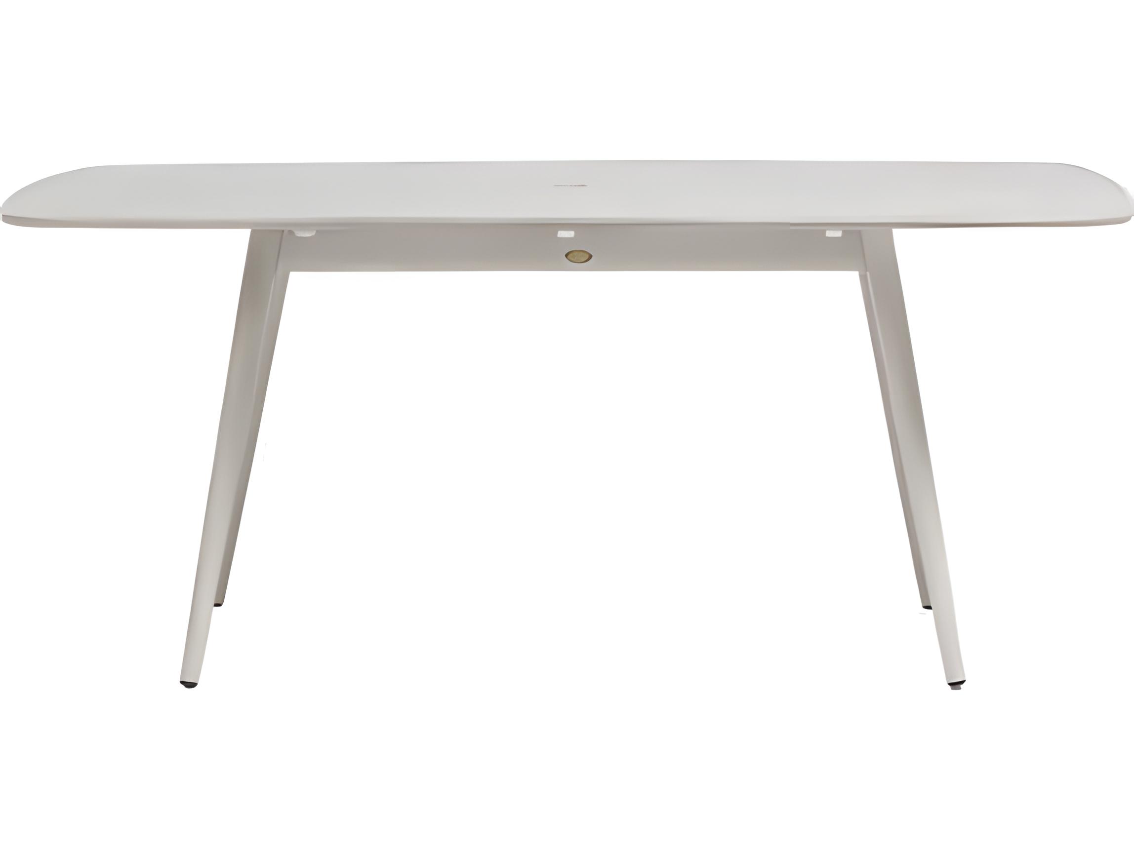 Ratana Alinea Silver Whitewash Aluminum Rectangular Umbrella Hole Dining Table