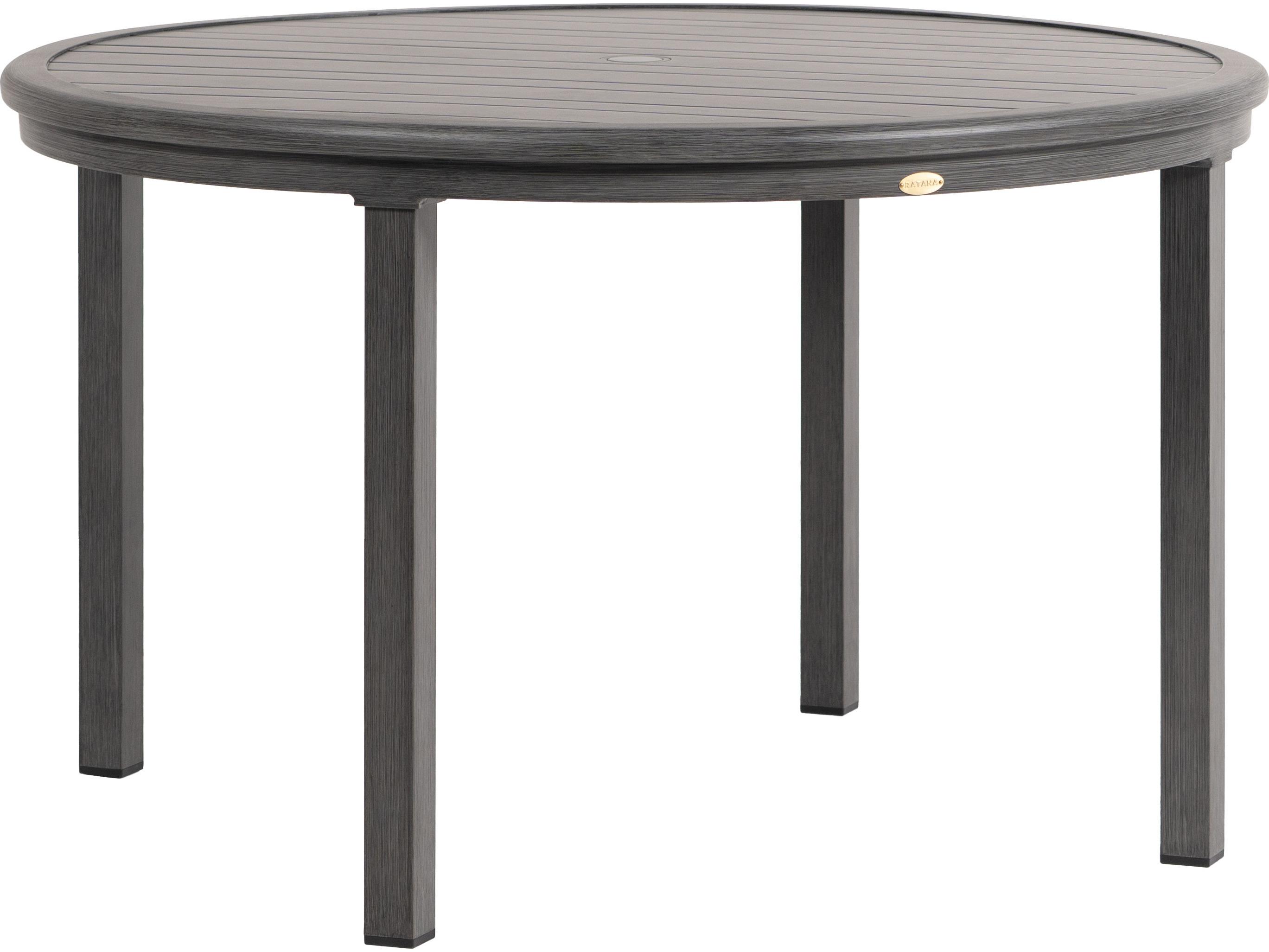 Ratana Canbria Tables Aluminum Round Umbrella Hole Dining Table
