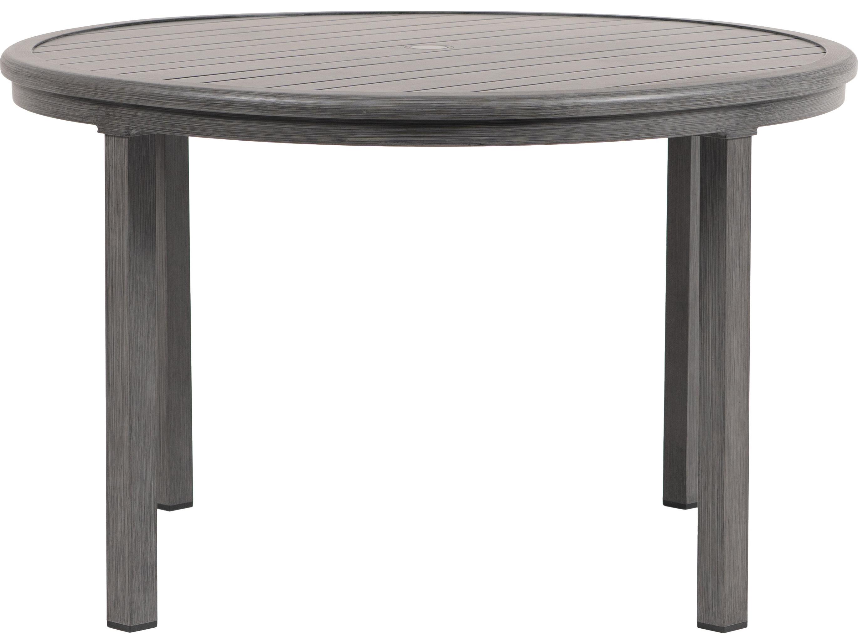Ratana Canbria Tables Aluminum Round Umbrella Hole Dining Table