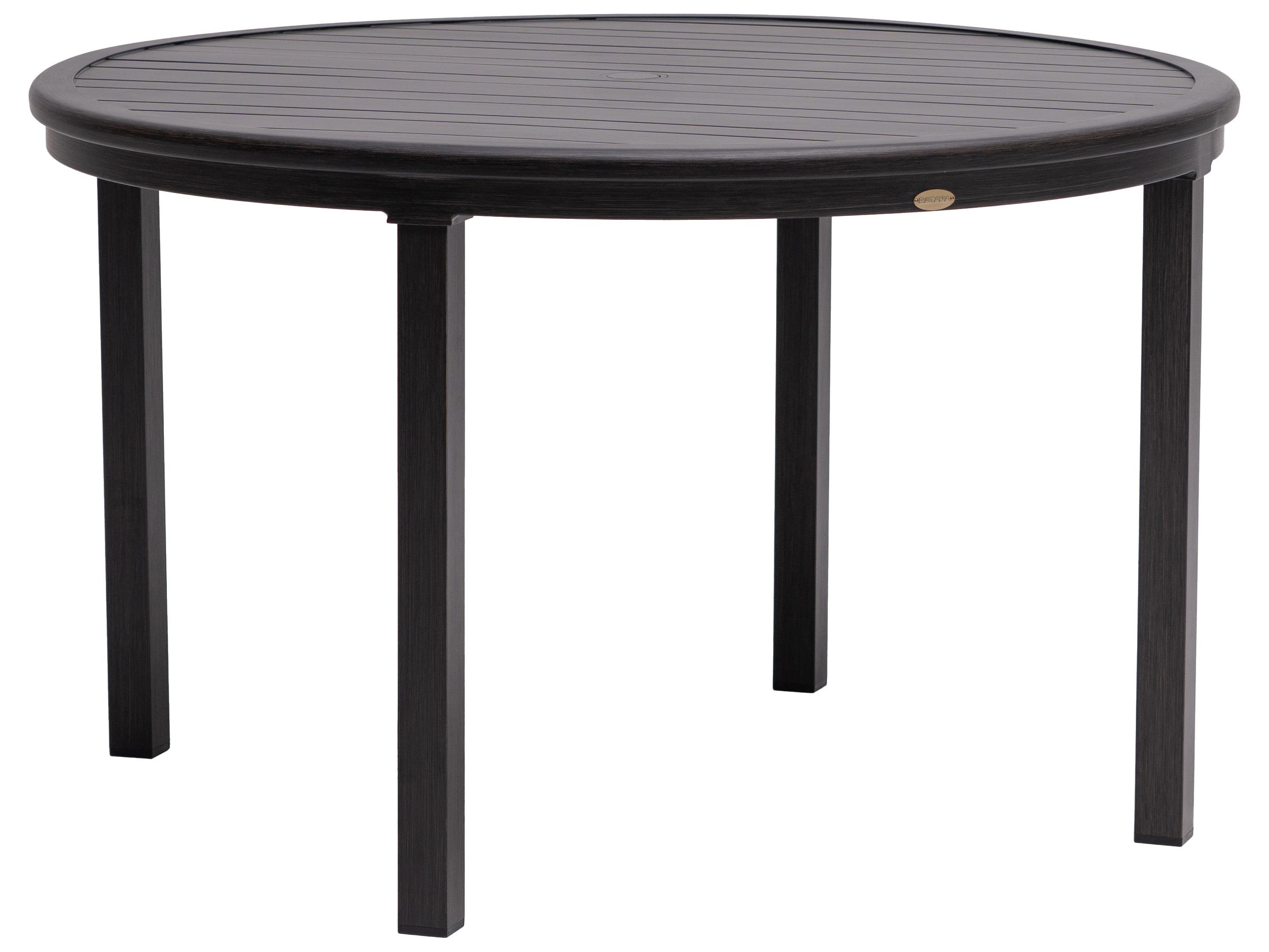 Ratana Canbria Tables Aluminum Round Umbrella Hole Dining Table